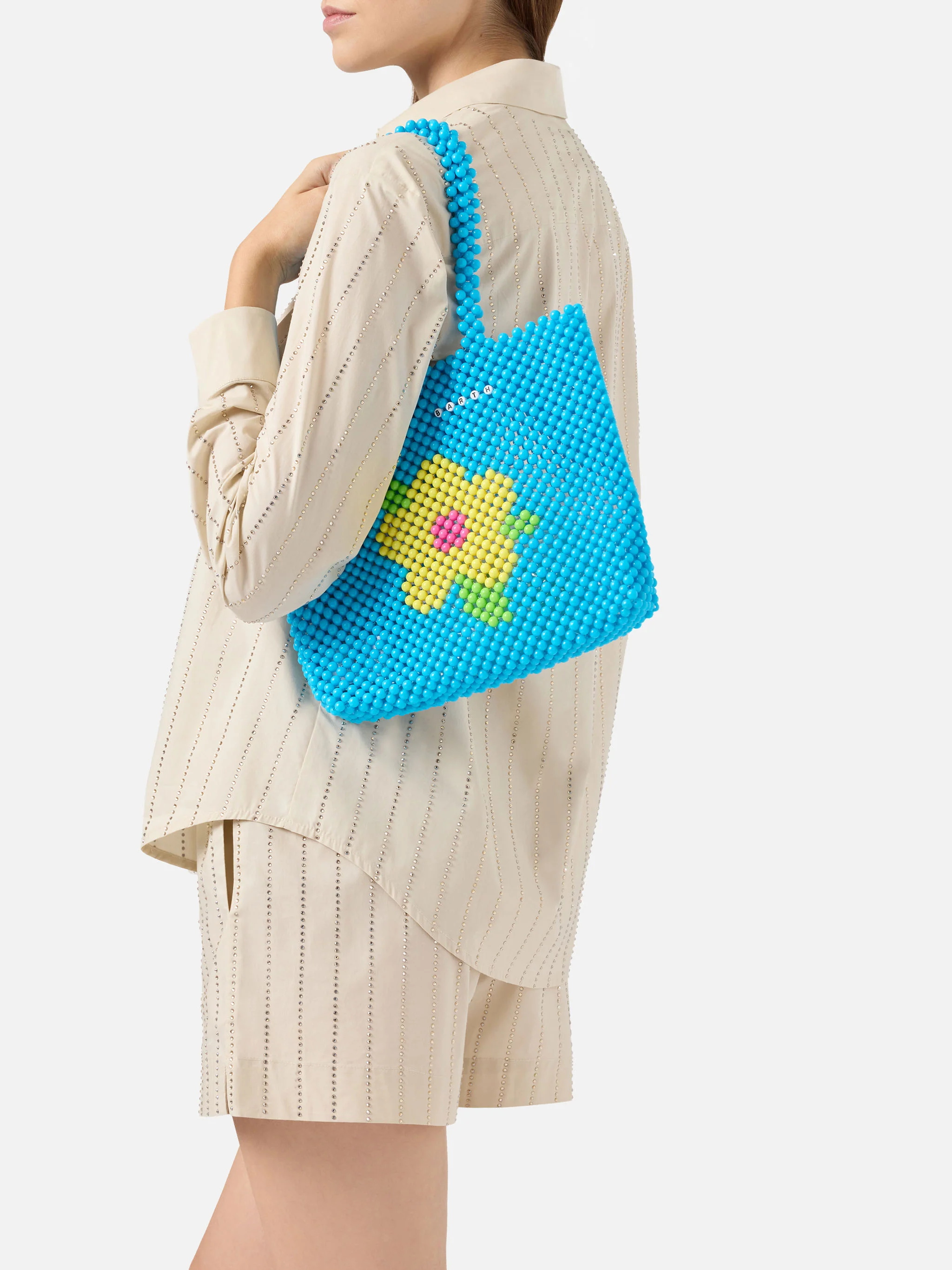 Turquoise Beaded Shopper Bag - Image 5