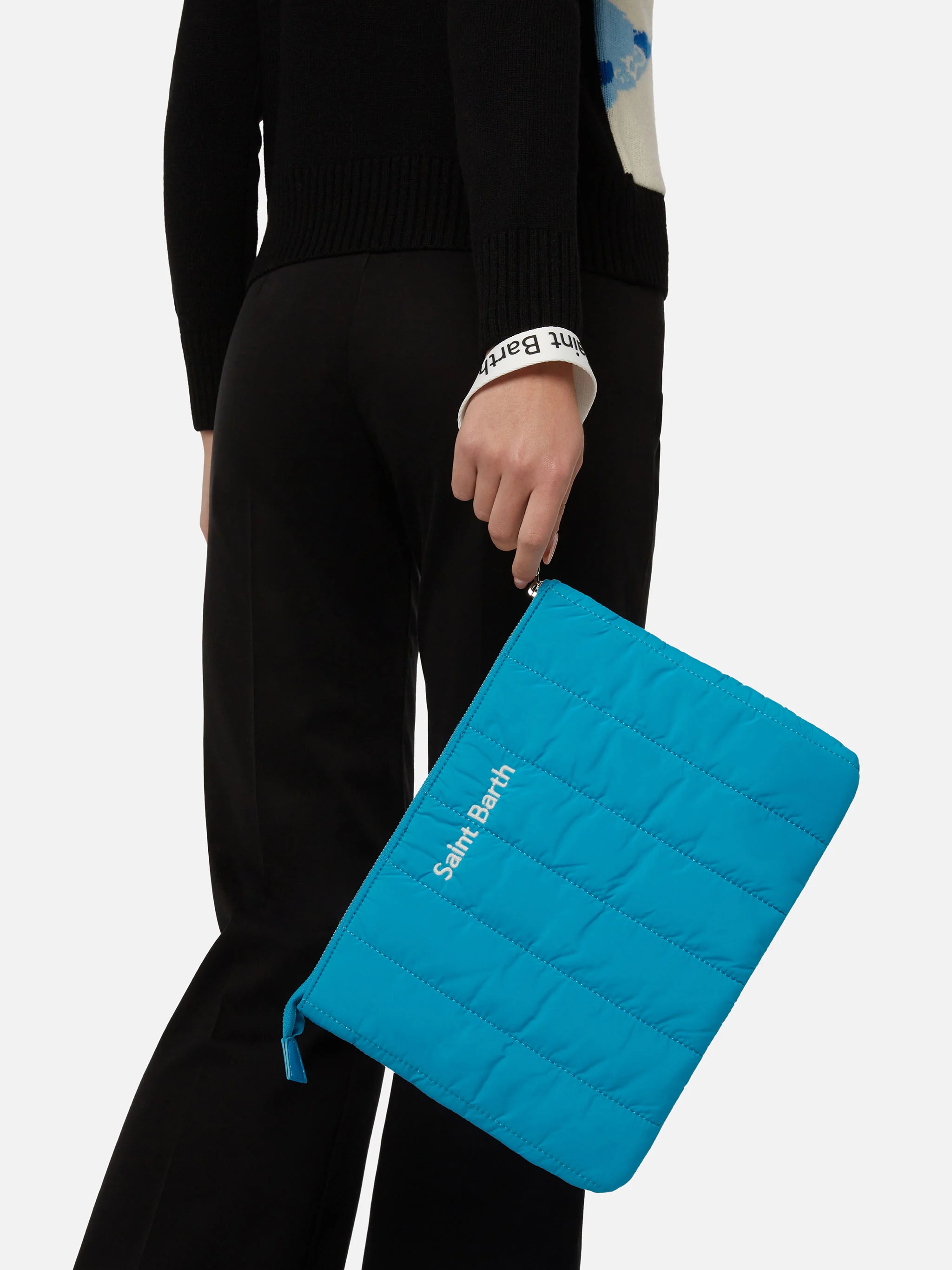 Turquoise quilted Puffer Pochette - Image 2
