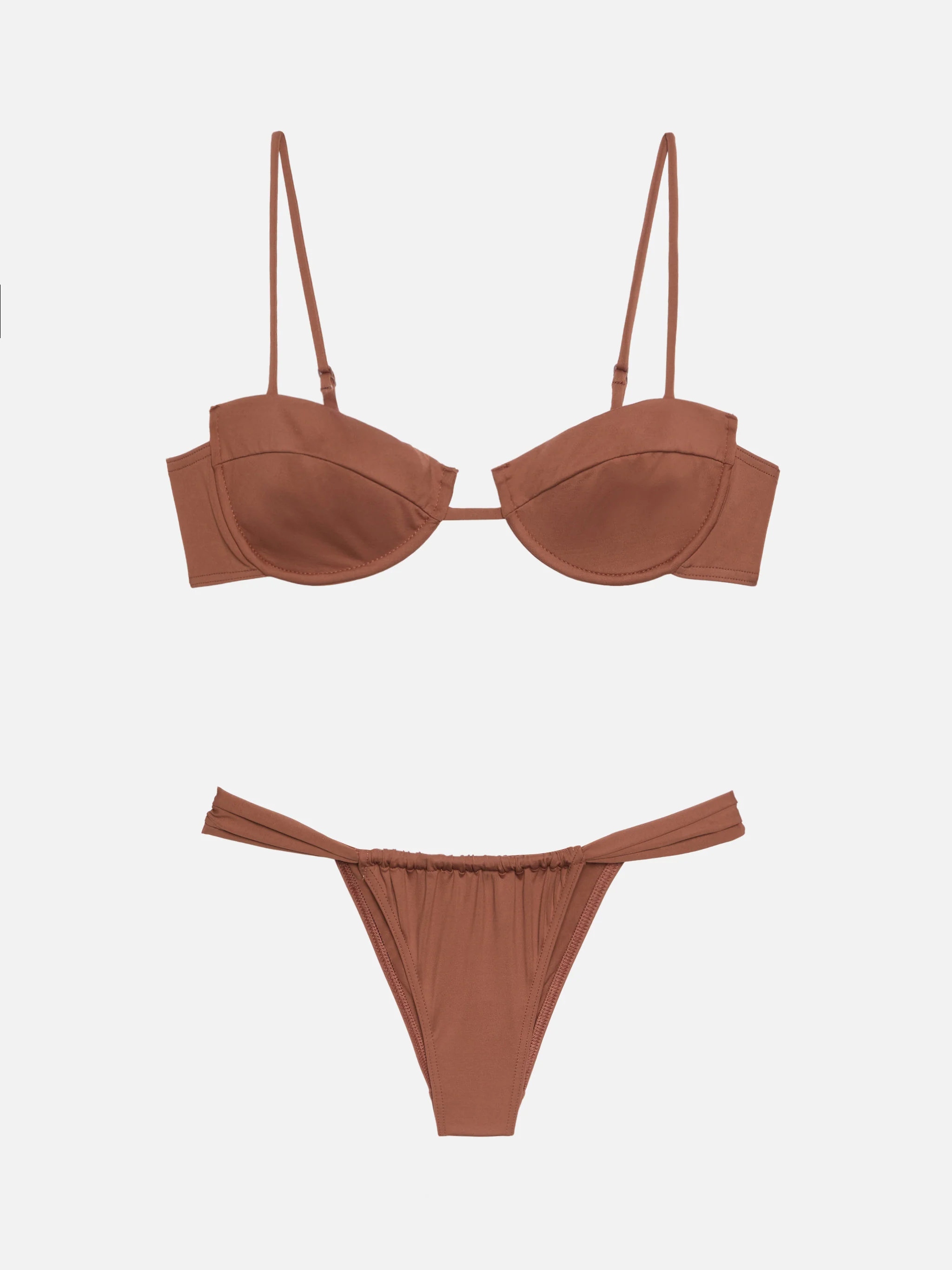 Underwired bralette bikini Salina Noelle with cheeky swim briefs in brown