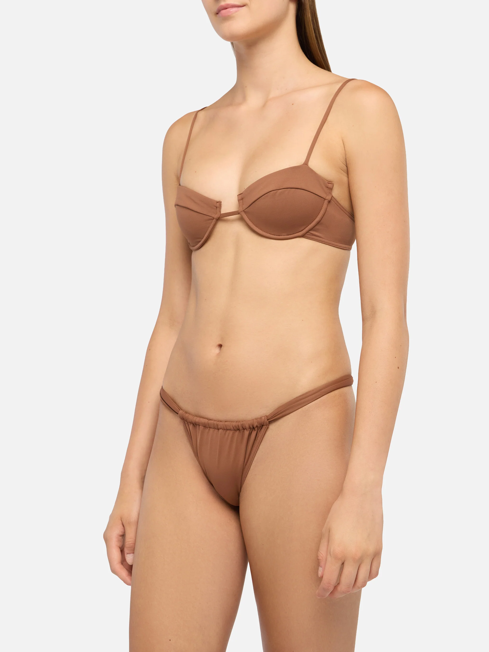 Underwired bralette bikini Salina Noelle with cheeky swim briefs in brown - Image 2