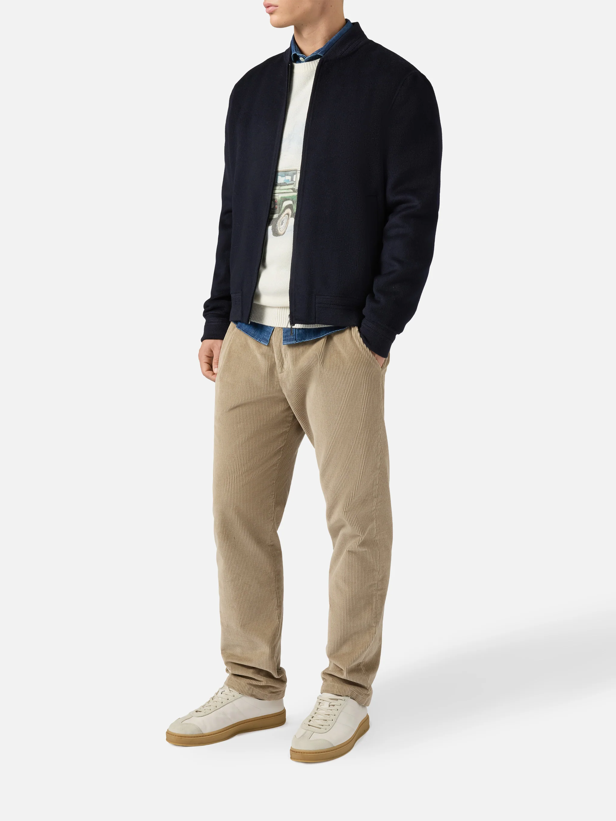 Unlined Camden wool bomber in blue - Image 2