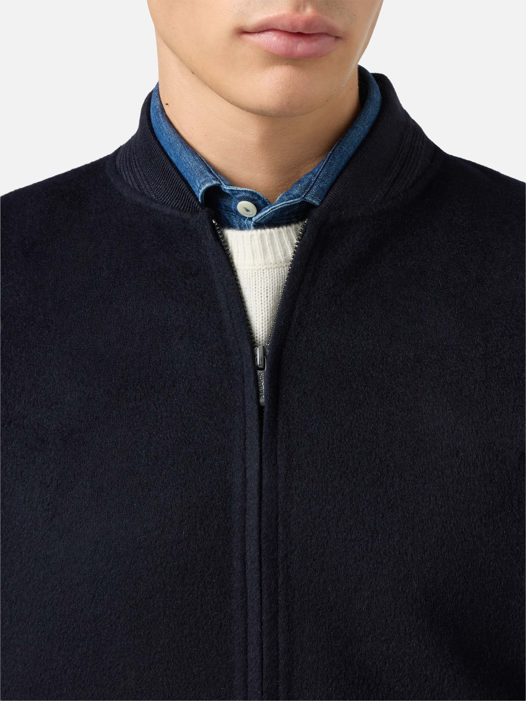 Unlined Camden wool bomber in blue - Image 3