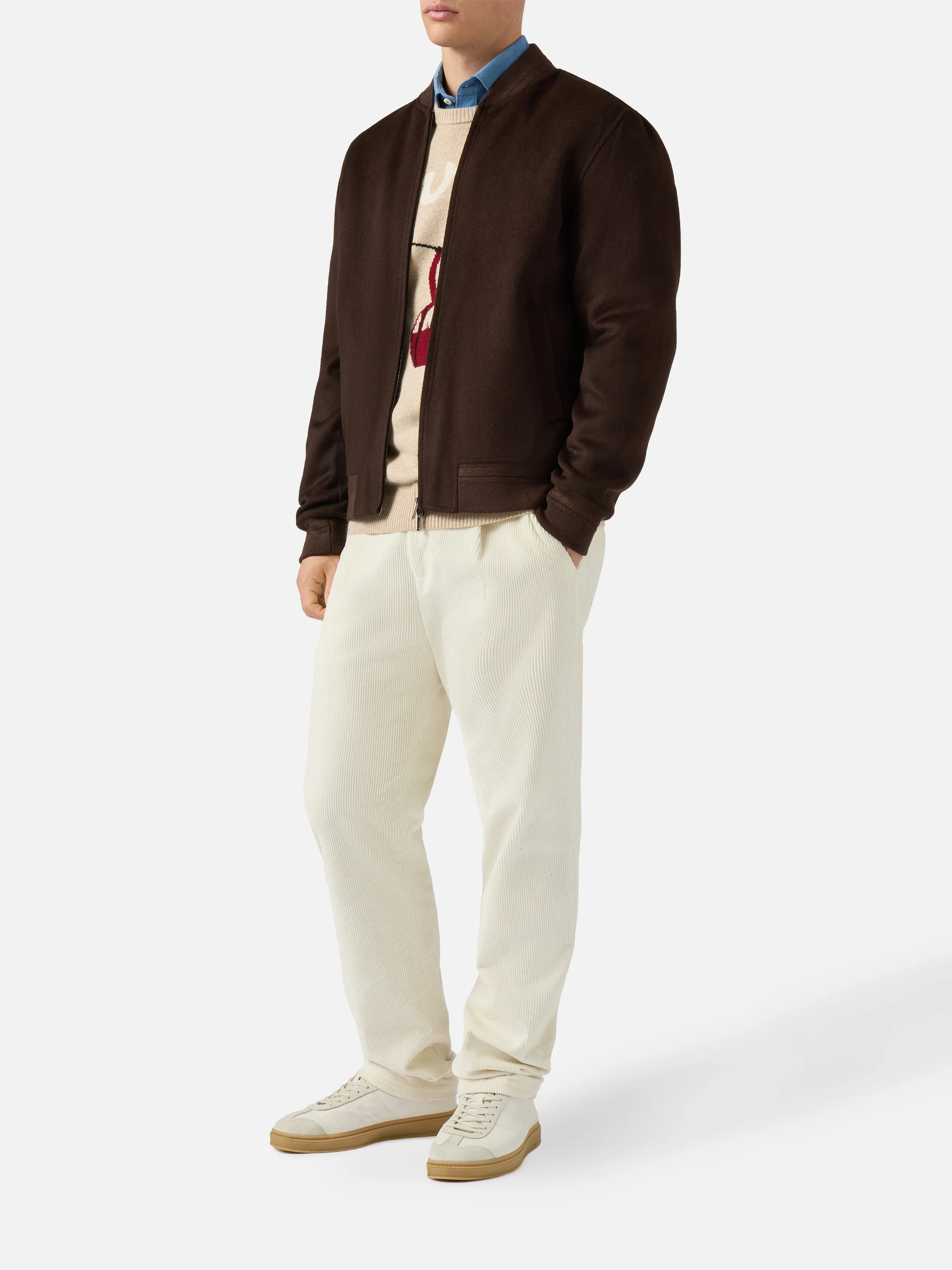 Unlined Camden wool bomber in brown - Image 2