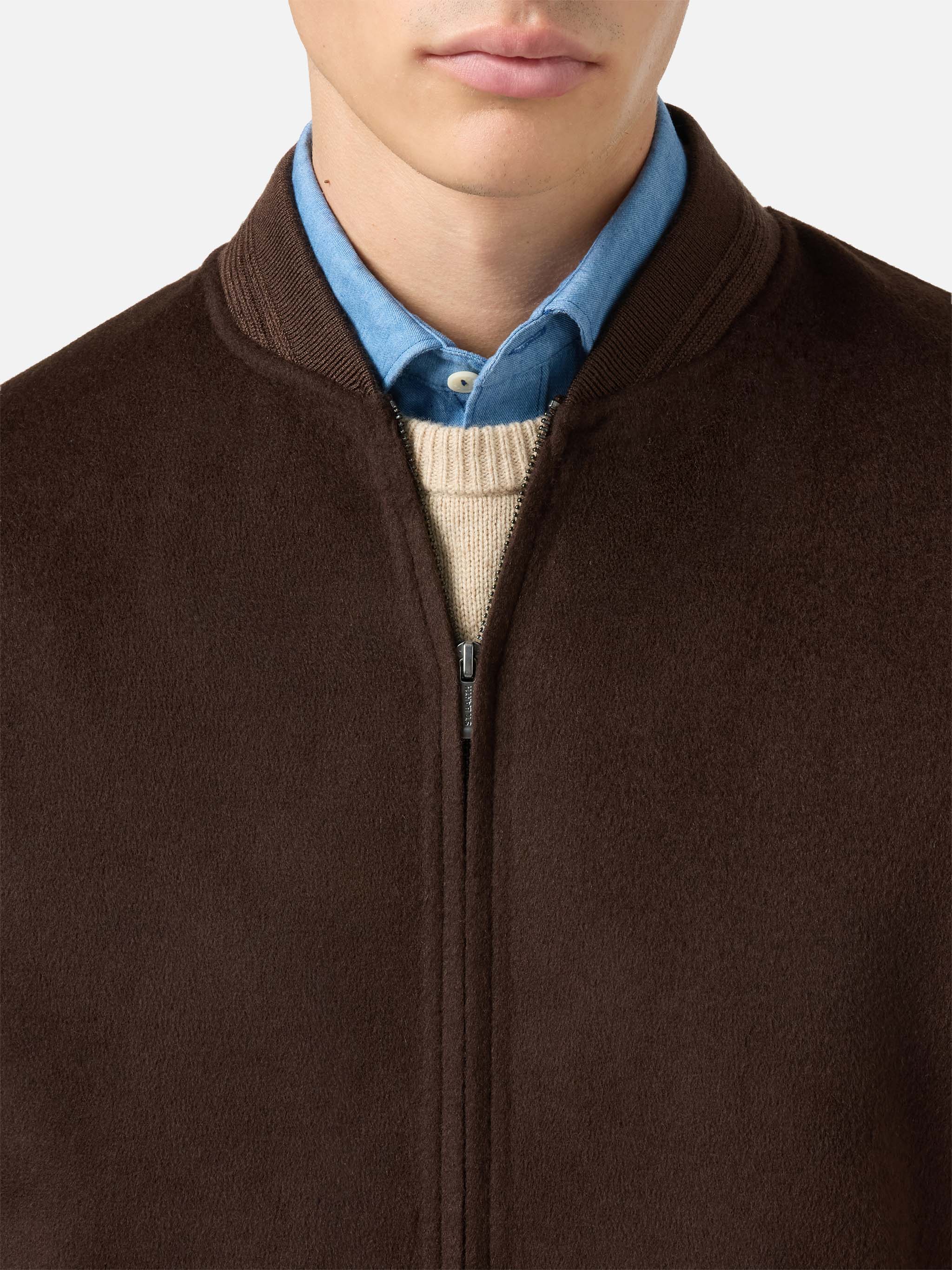 Unlined Camden wool bomber in brown - Image 3