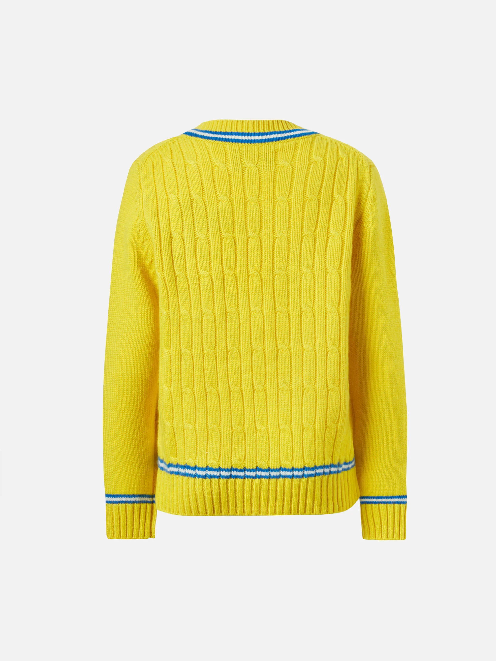 V-neck cable-knit sweater Roger Jr with SB patch - Image 3