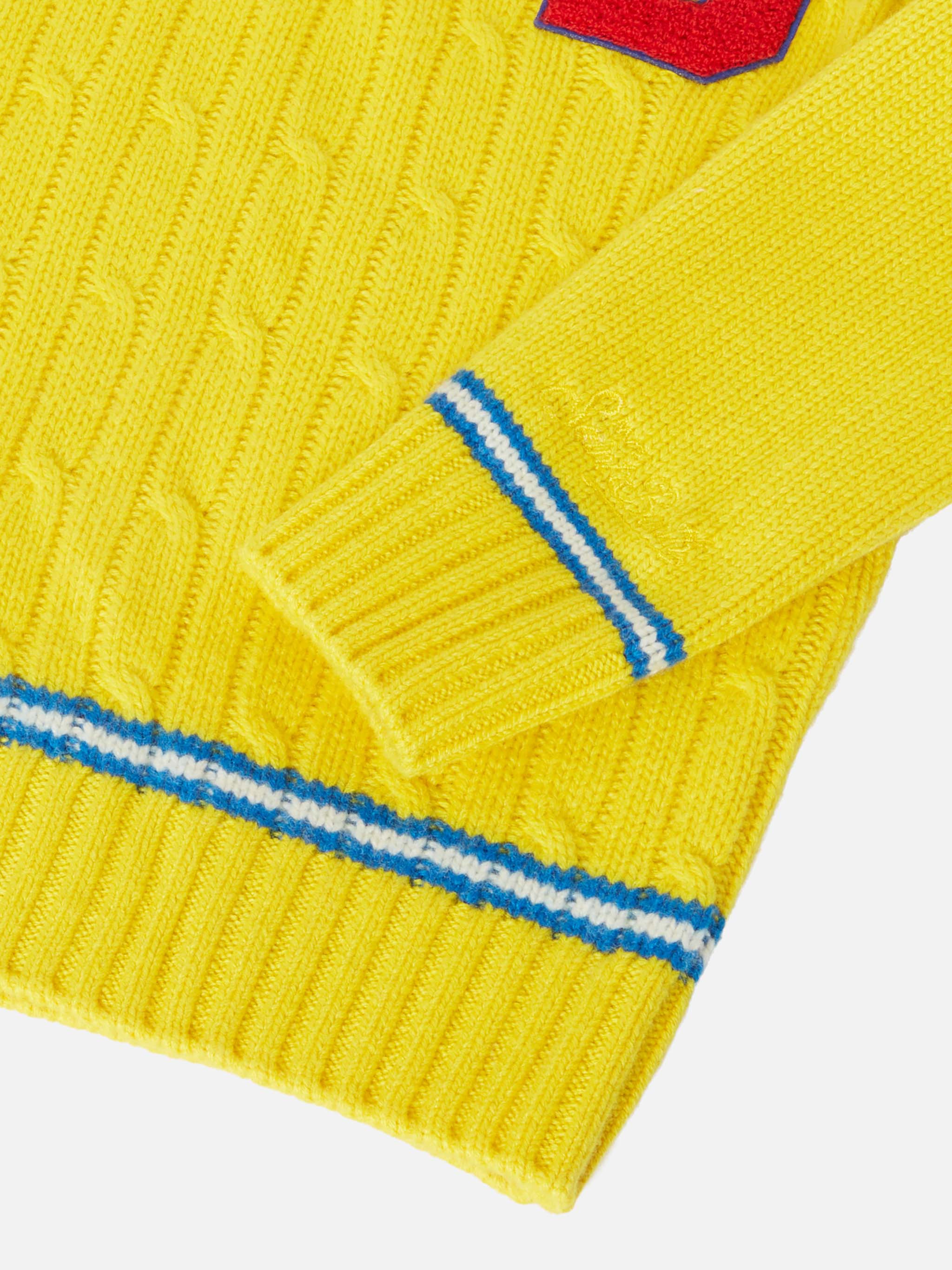 V-neck cable-knit sweater Roger Jr with SB patch - Image 4