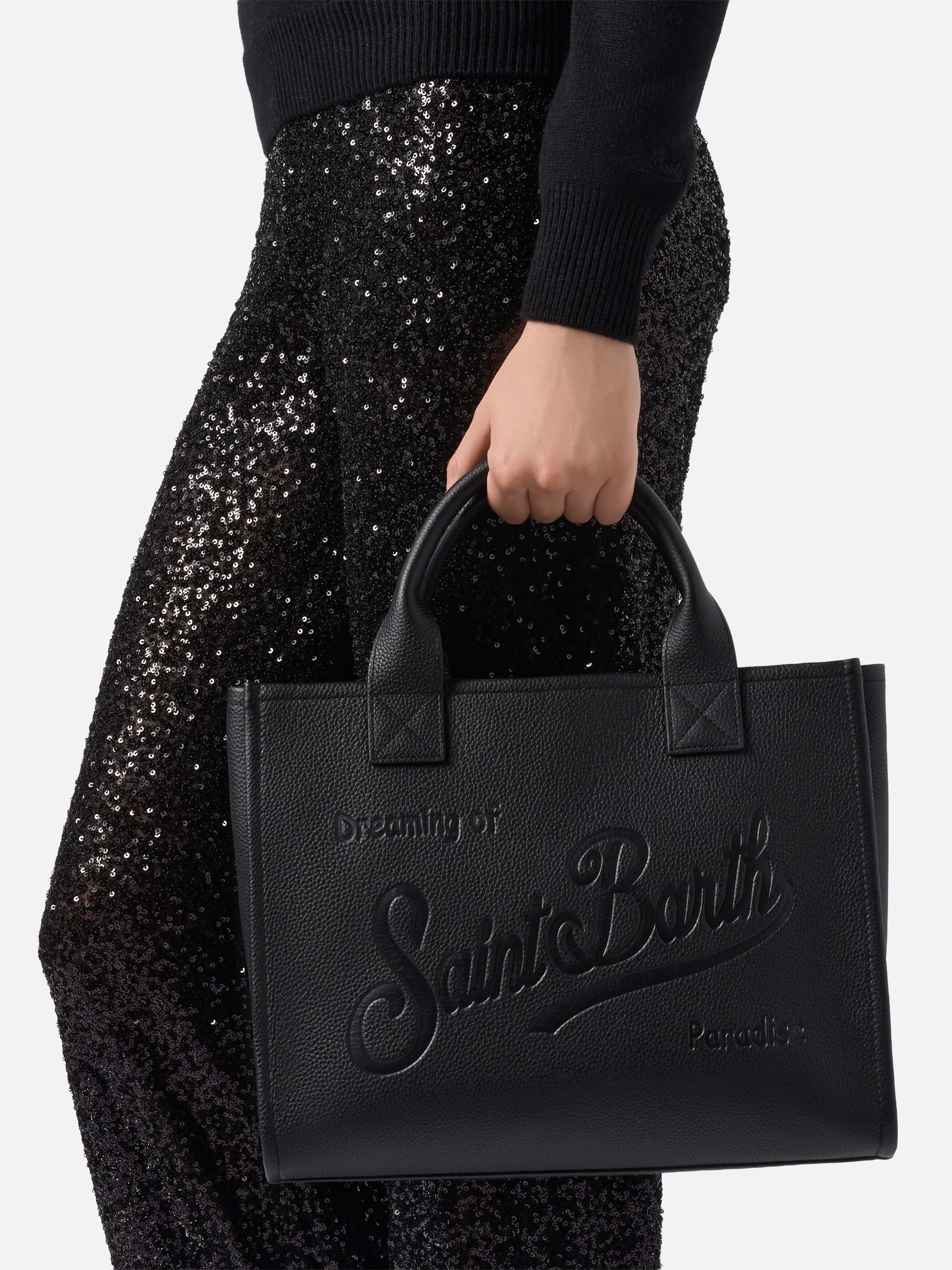 Vanity Bag Large Shoulder Bag in black hammered leather - Image 2