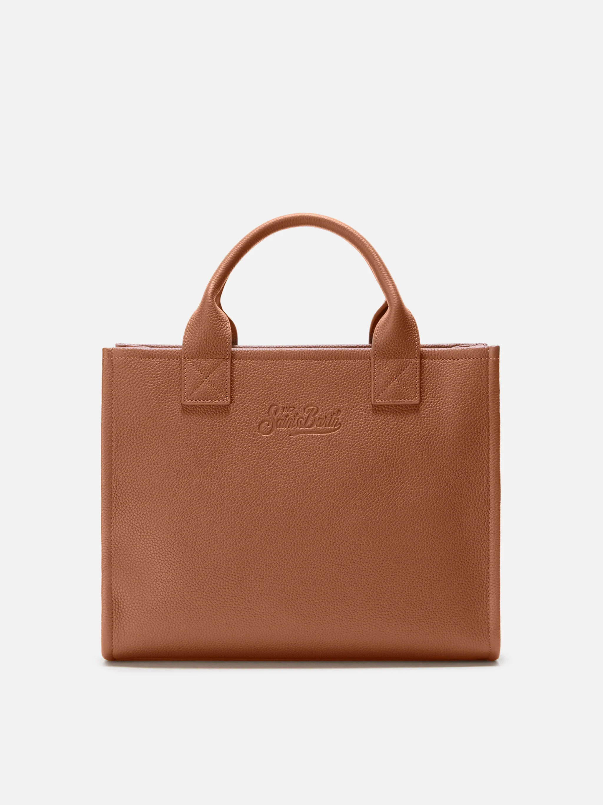 Vanity Bag Large Shoulder Bag in camel hammered leather - Image 4