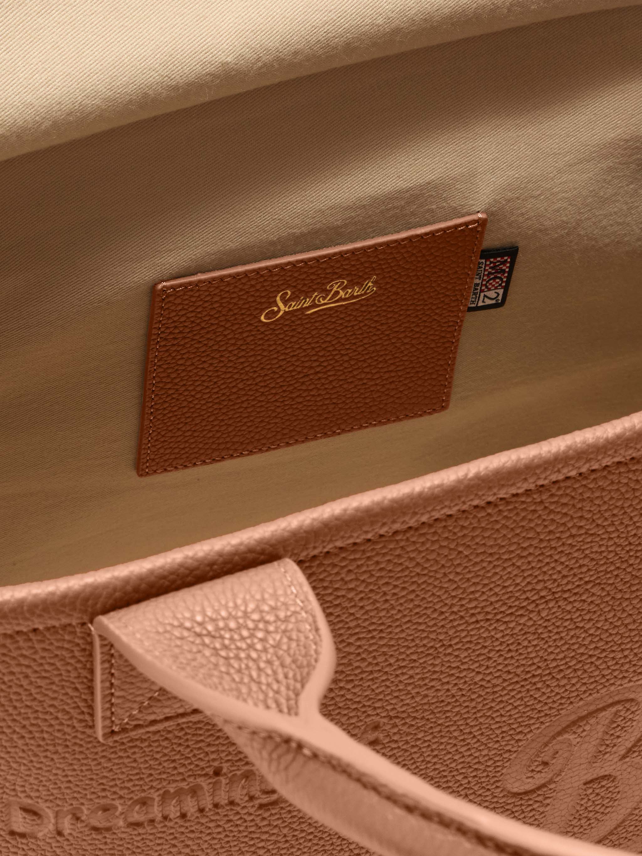 Vanity Bag Large Shoulder Bag in camel hammered leather - Image 5