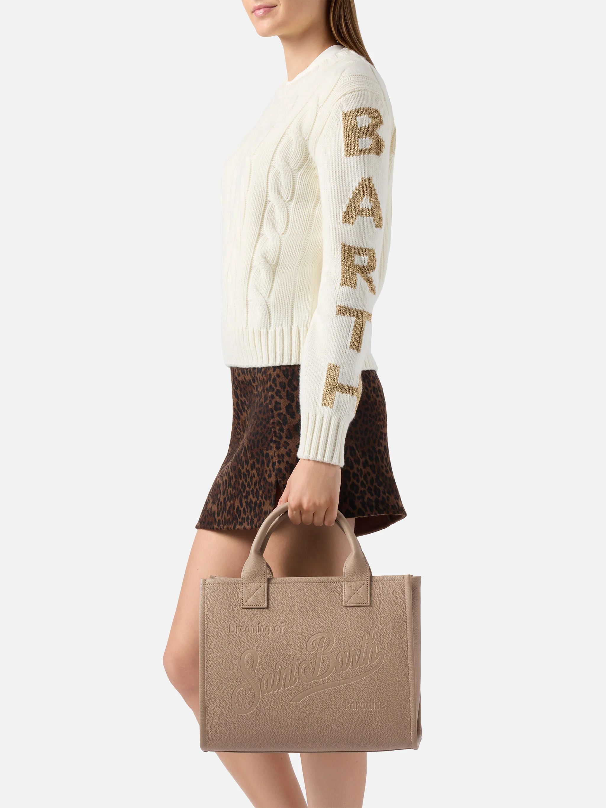 Vanity Bag Large Shoulder Bag in hazelnut hammered leather - Image 2