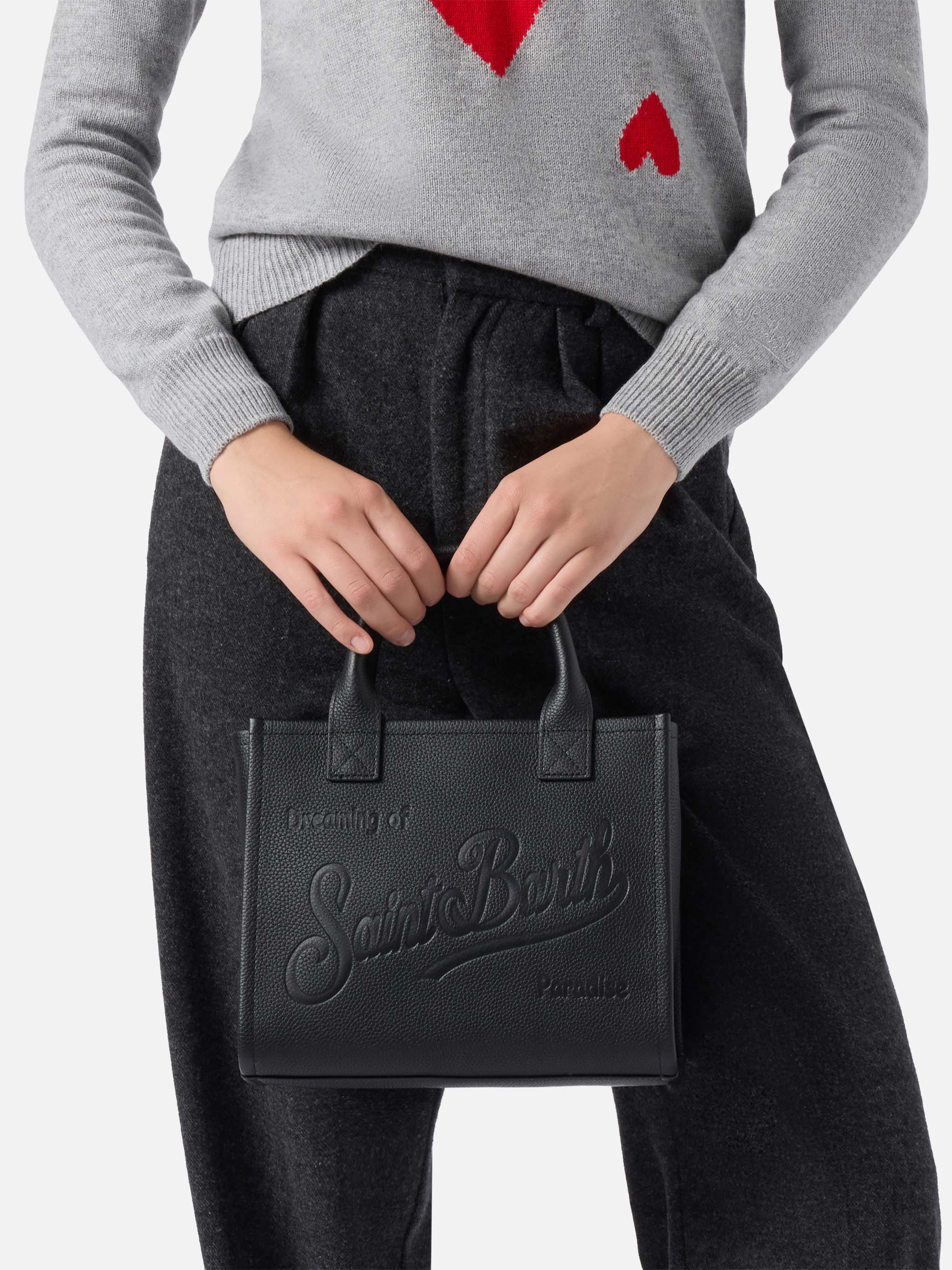 Vanity Bag Midi Shoulder Bag in black hammered leather - Image 2
