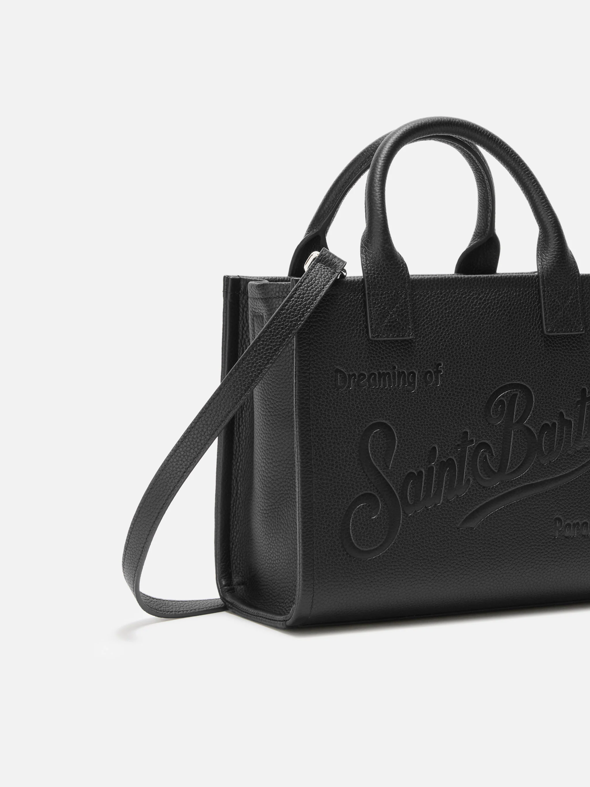 Vanity Bag Midi Shoulder Bag in black hammered leather - Image 3