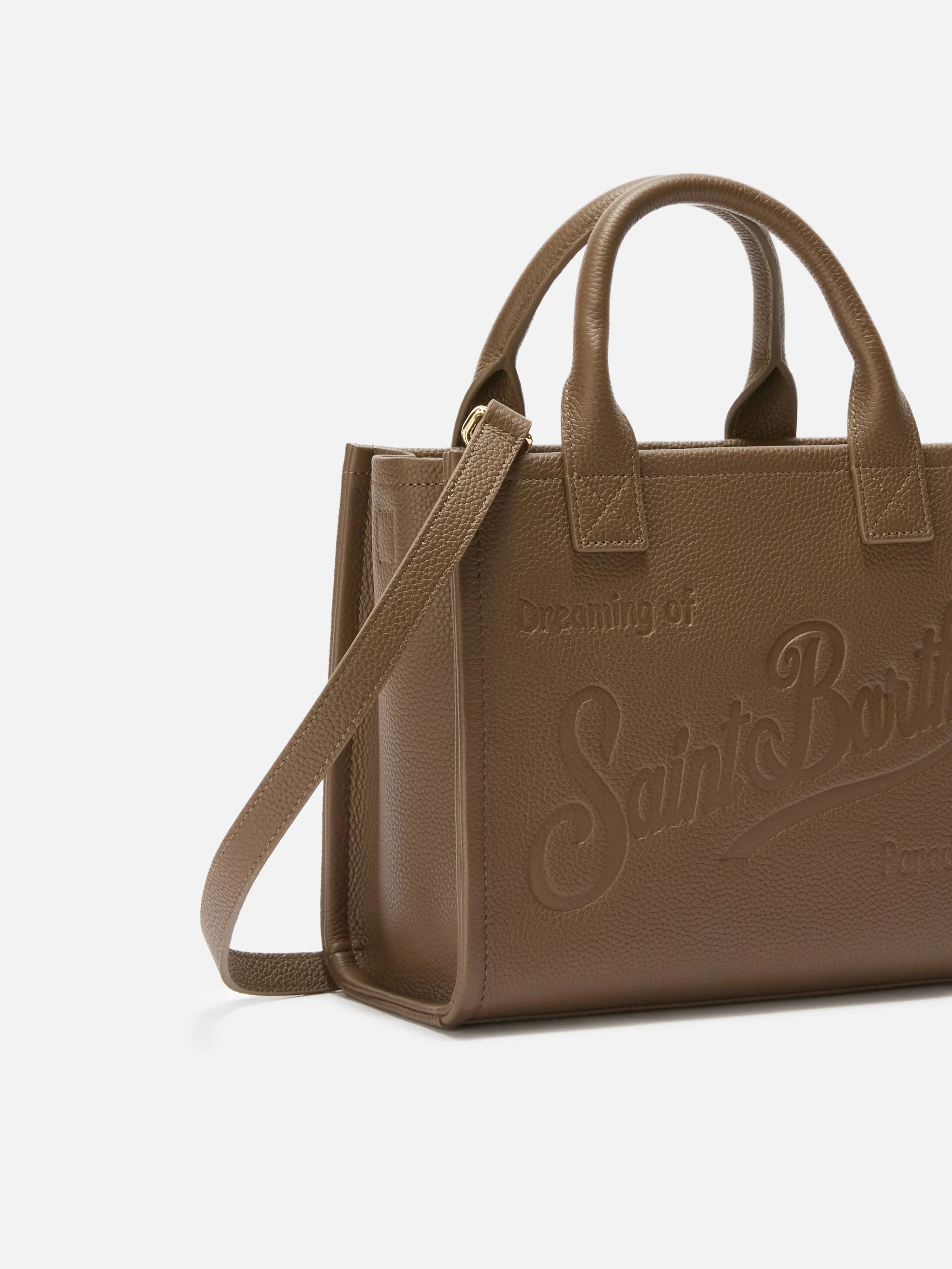 Vanity Bag Midi Shoulder Bag in brown hammered leather - Image 3