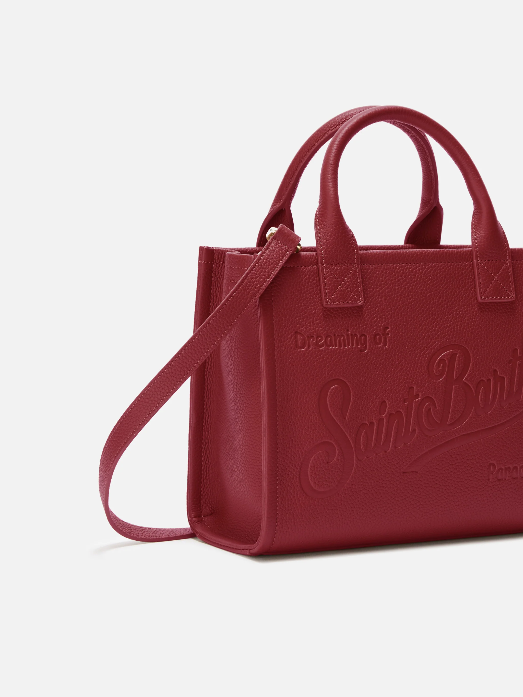 Vanity Bag Midi Shoulder Bag in burgundy hammered leather - Image 2