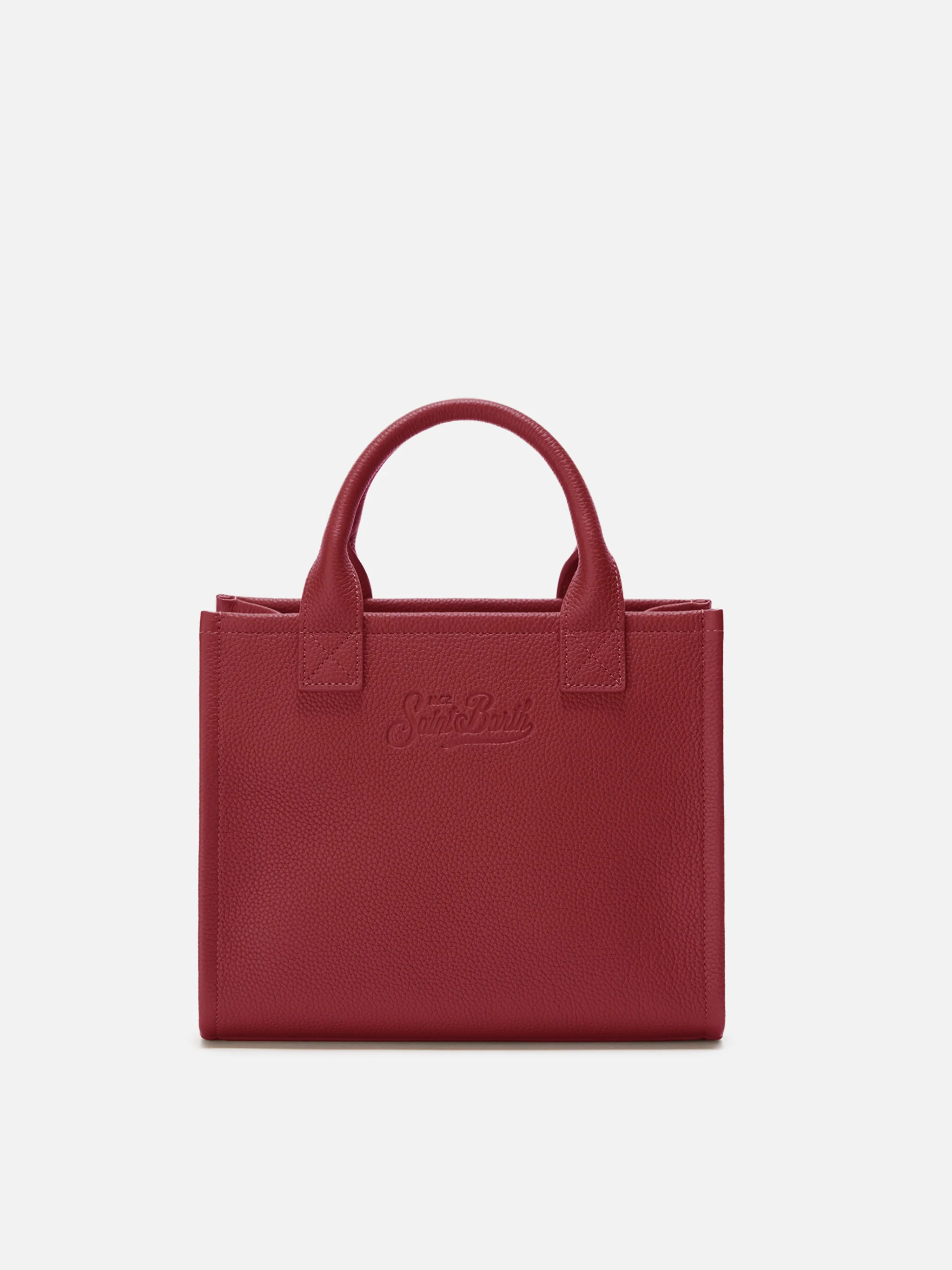 Vanity Bag Midi Shoulder Bag in burgundy hammered leather - Image 3