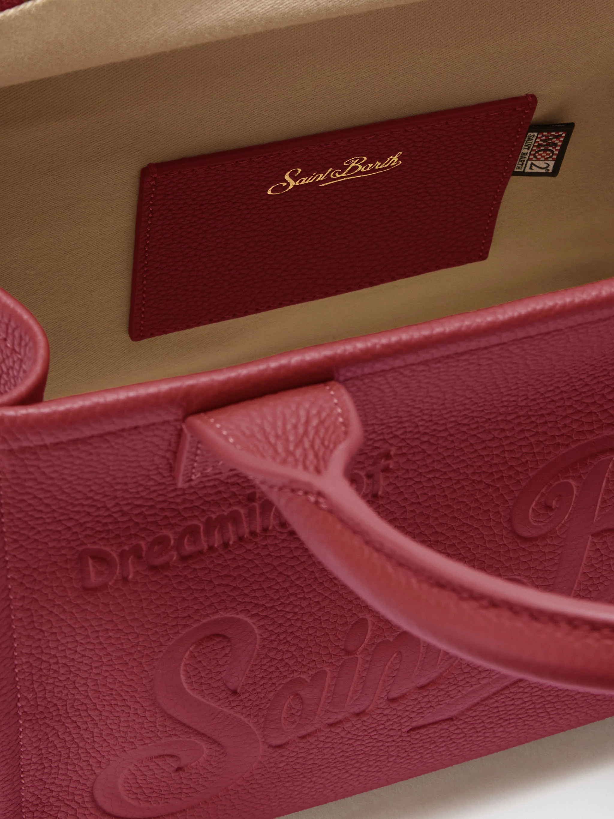 Vanity Bag Midi Shoulder Bag in burgundy hammered leather - Image 4