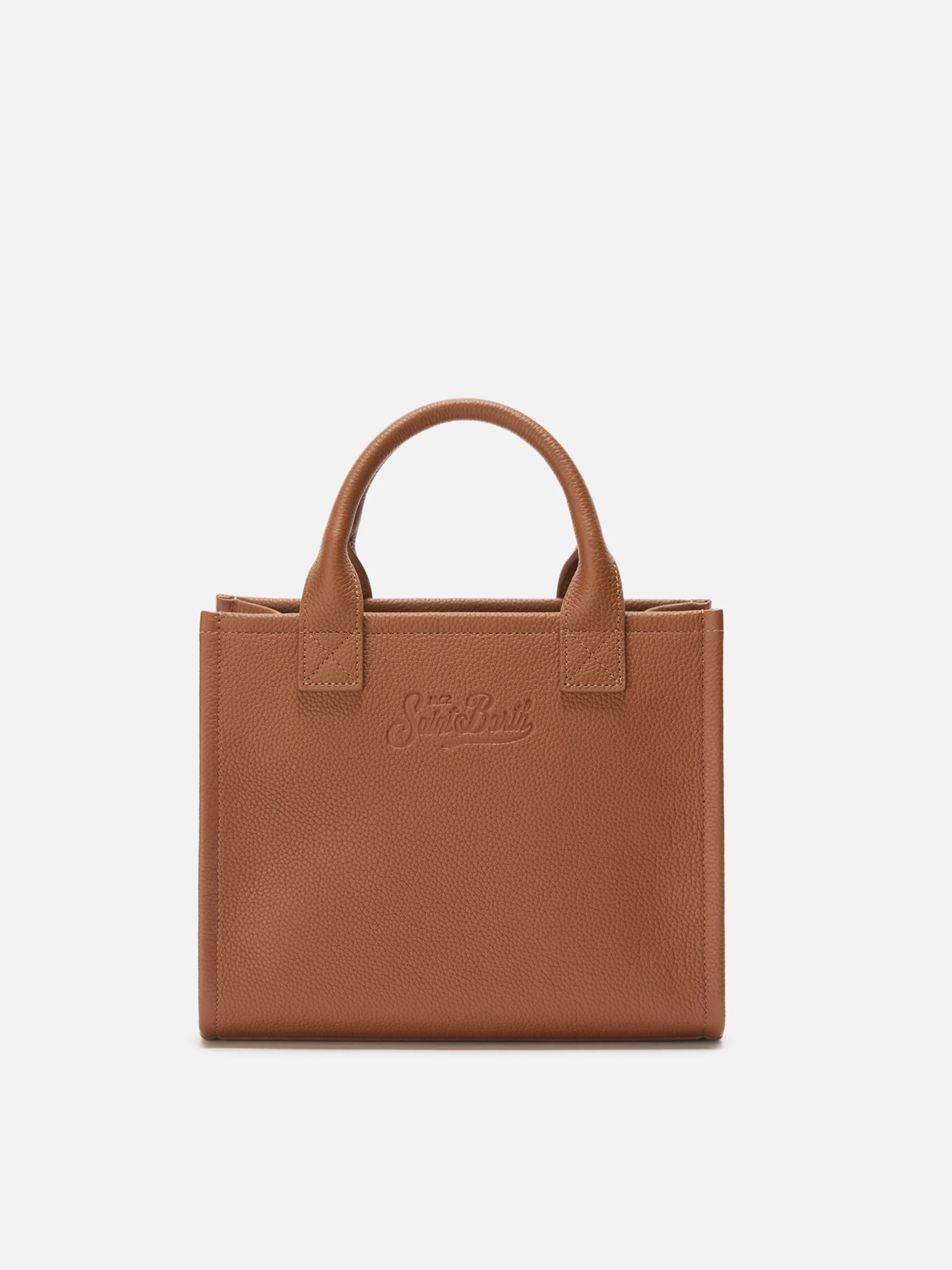 Vanity Bag Midi Shoulder Bag in camel hammered leather - Image 4