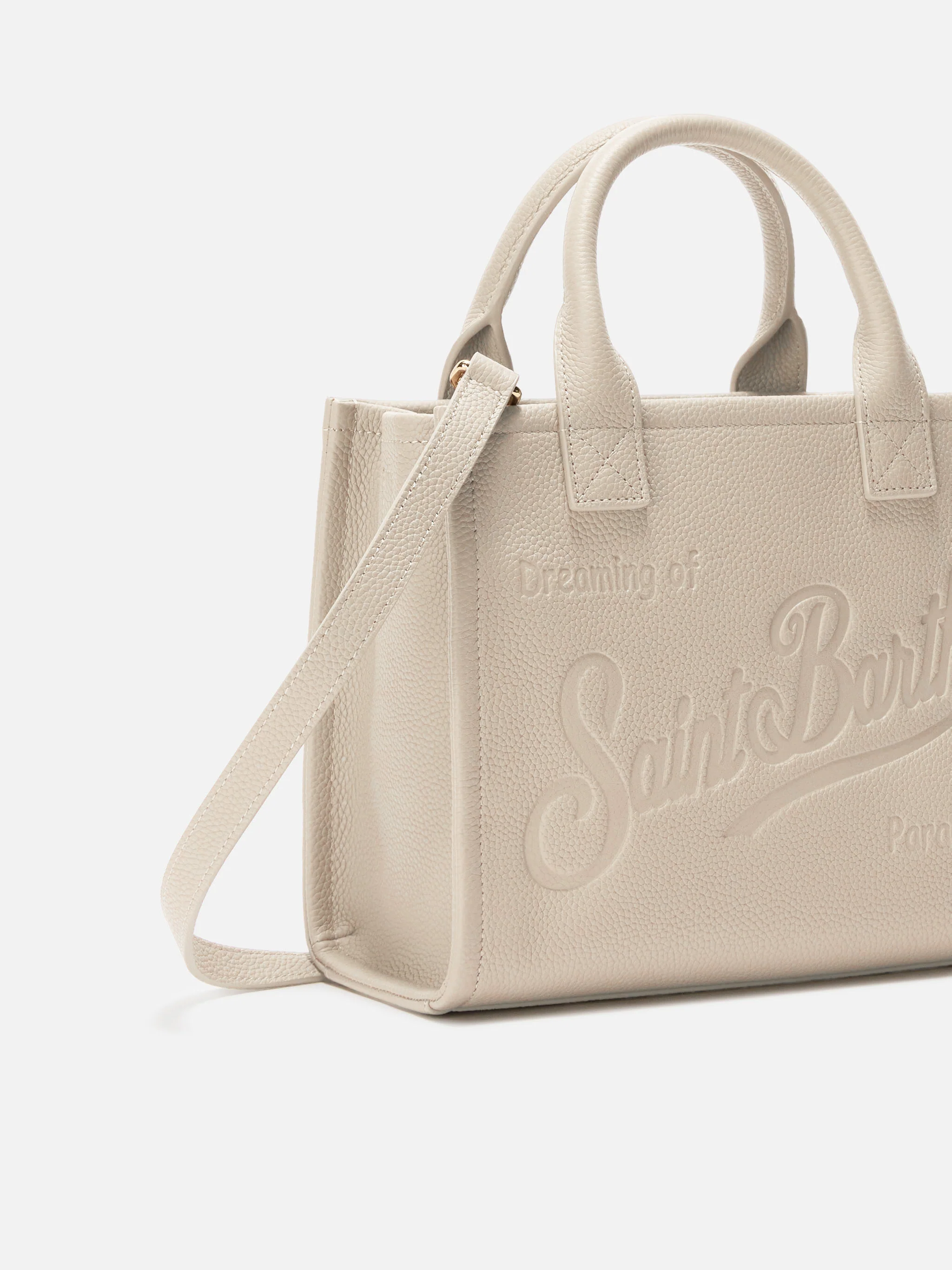 Vanity Bag Midi Shoulder Bag in white hammered leather - Image 2