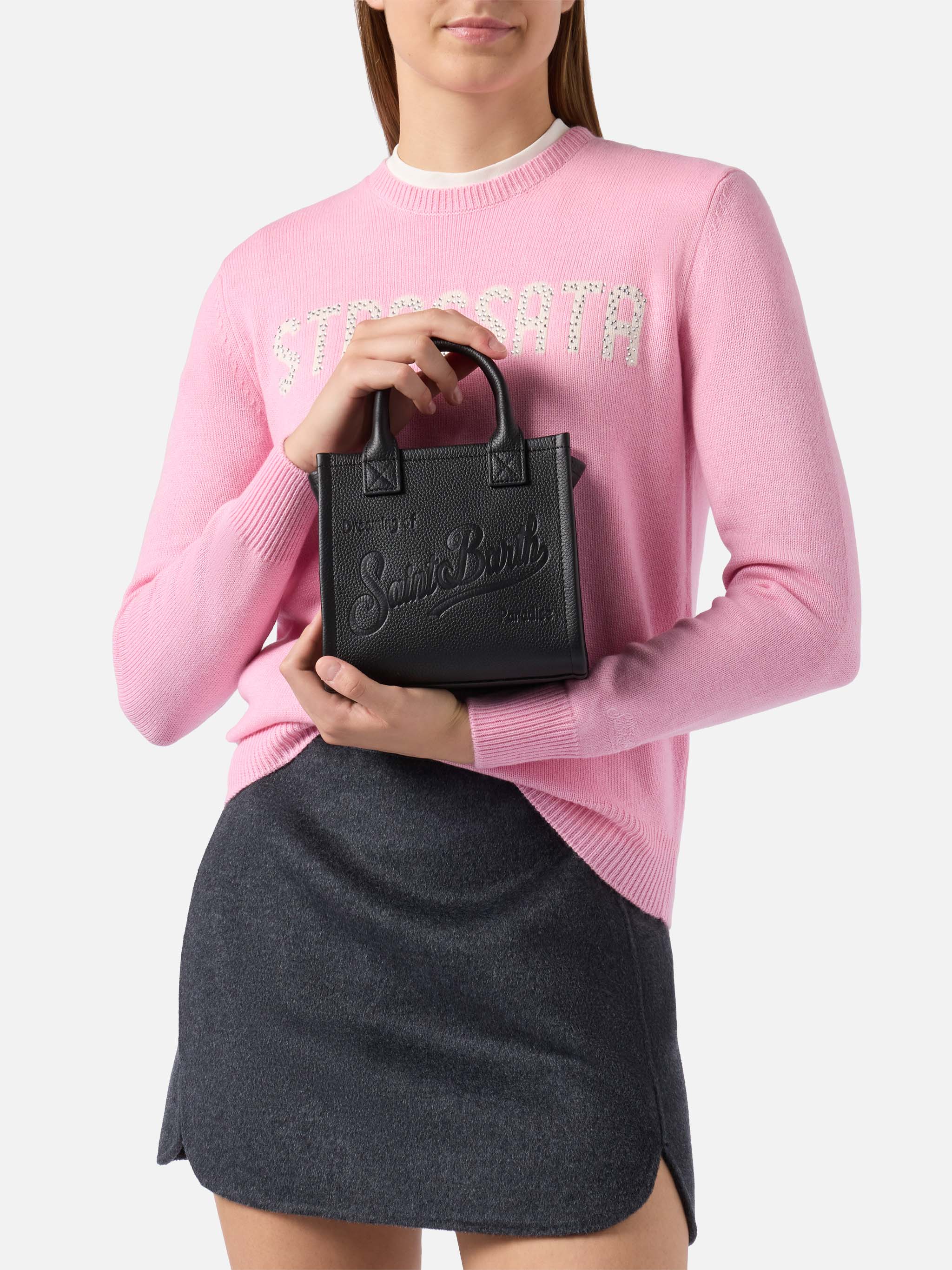 Vanity Bag Mini Shoulder Bag in black hammered leather - Image 2