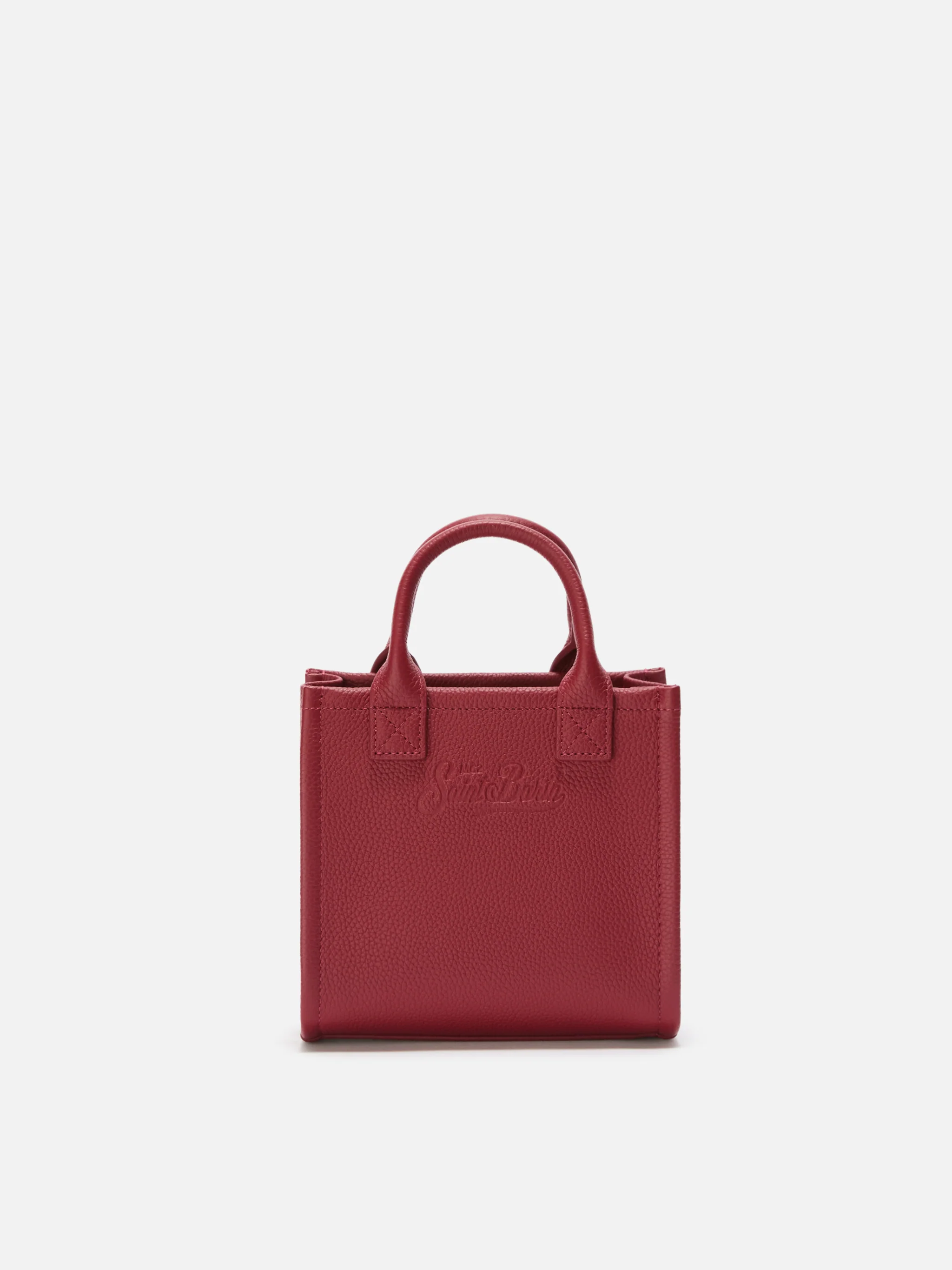 Vanity Bag Mini Shoulder Bag in burgundy hammered leather - Image 4