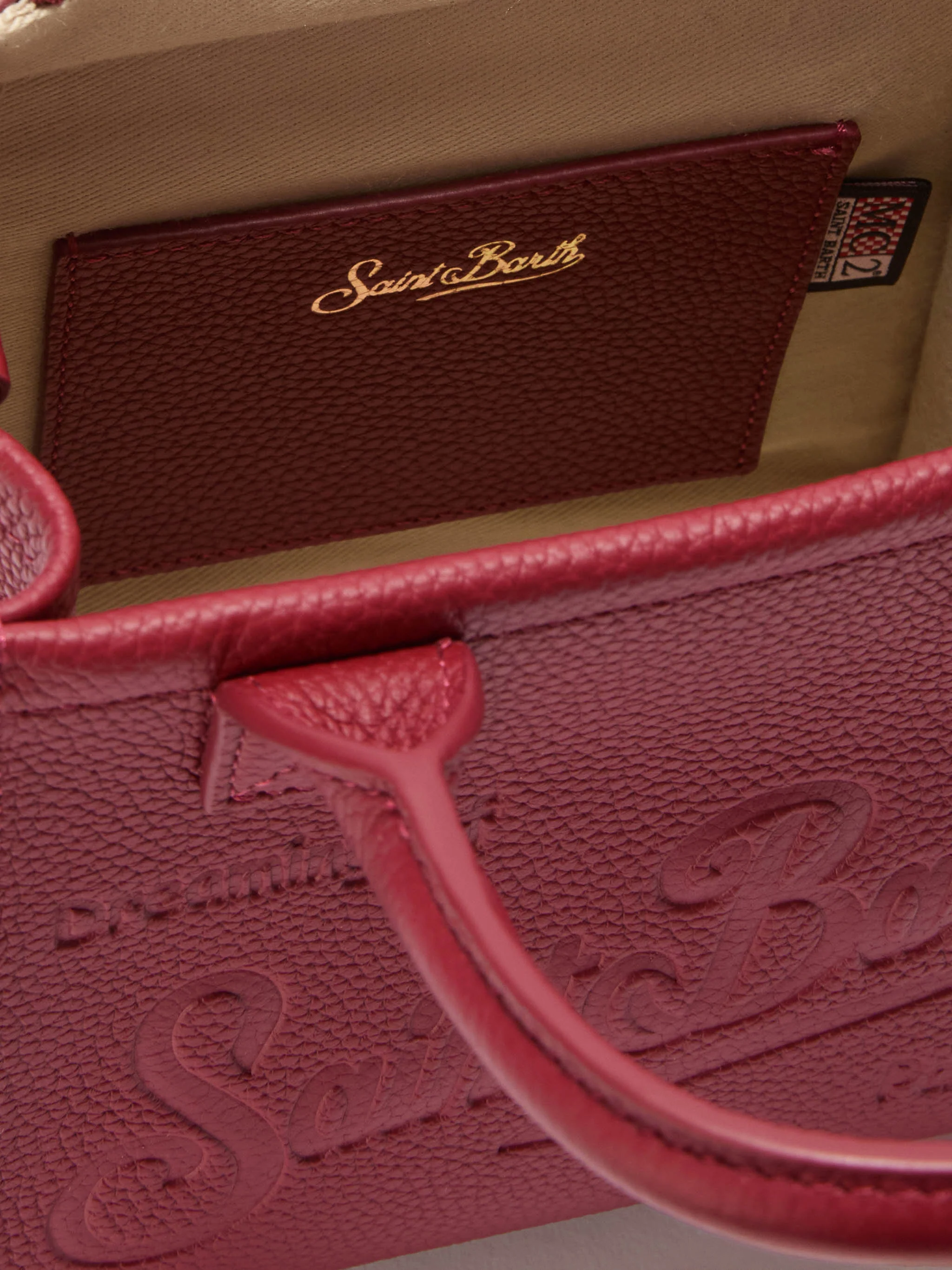 Vanity Bag Mini Shoulder Bag in burgundy hammered leather - Image 5