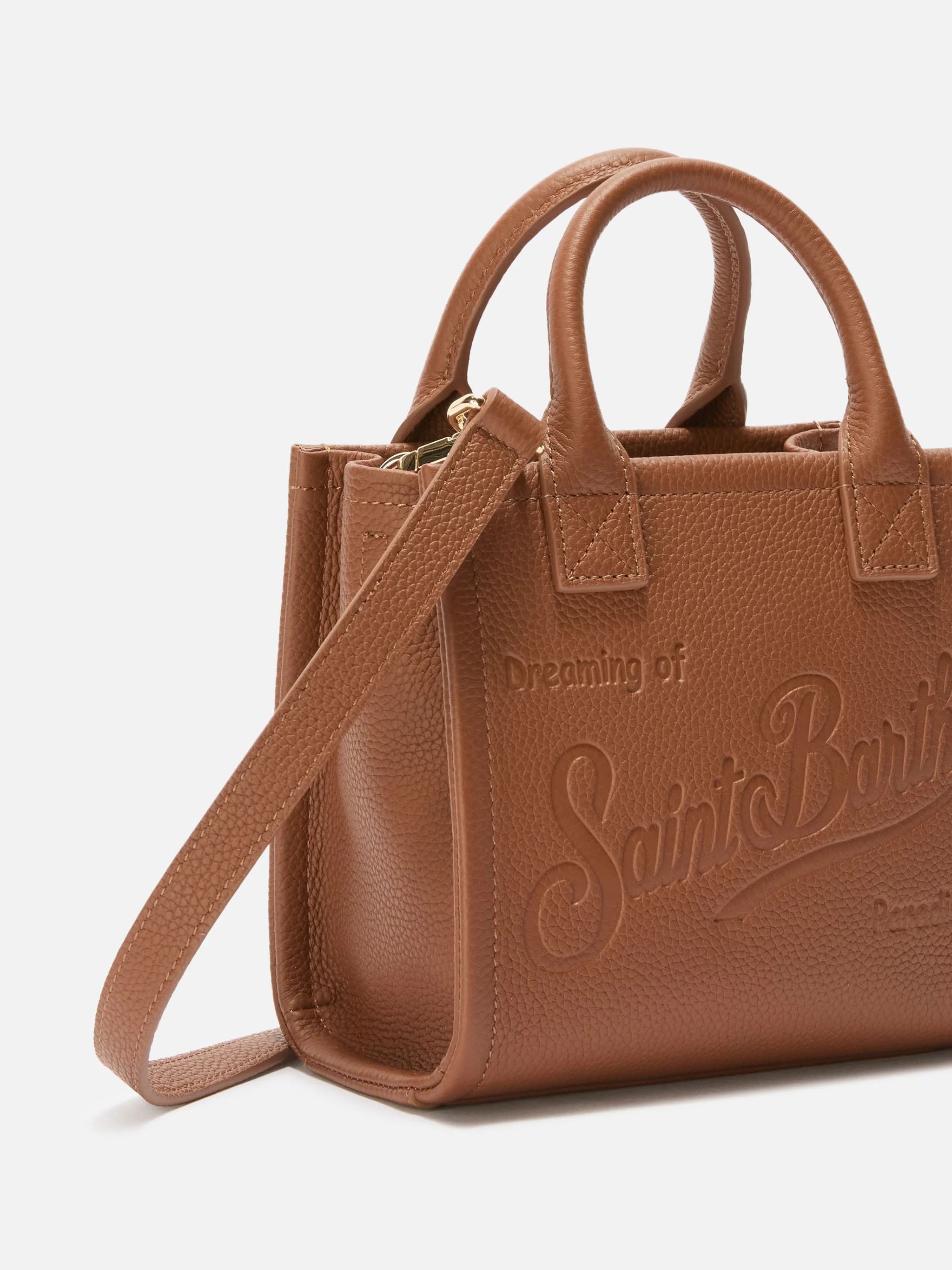 Vanity Bag Mini Shoulder Bag in camel hammered leather - Image 3