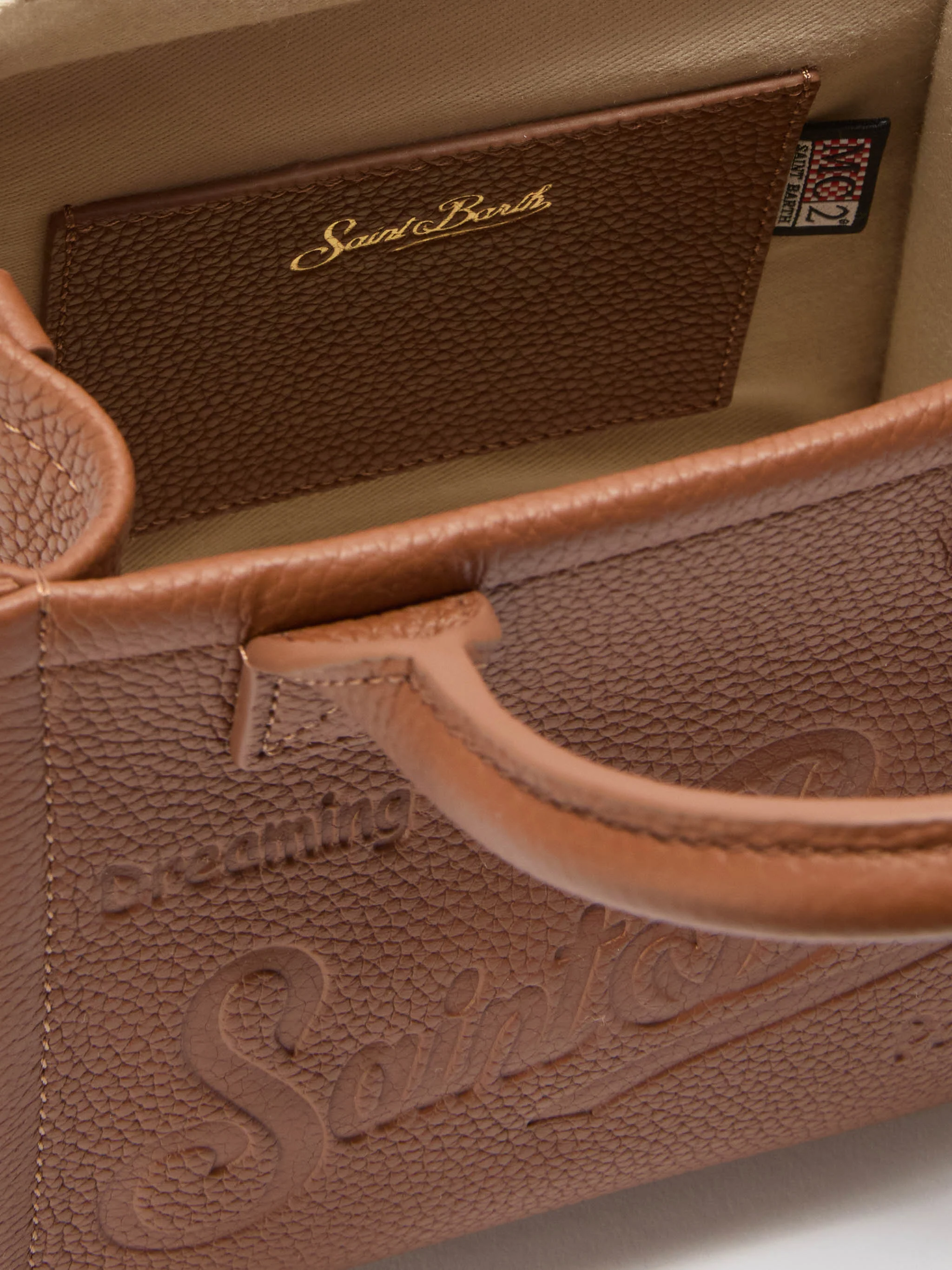 Vanity Bag Mini Shoulder Bag in camel hammered leather - Image 5
