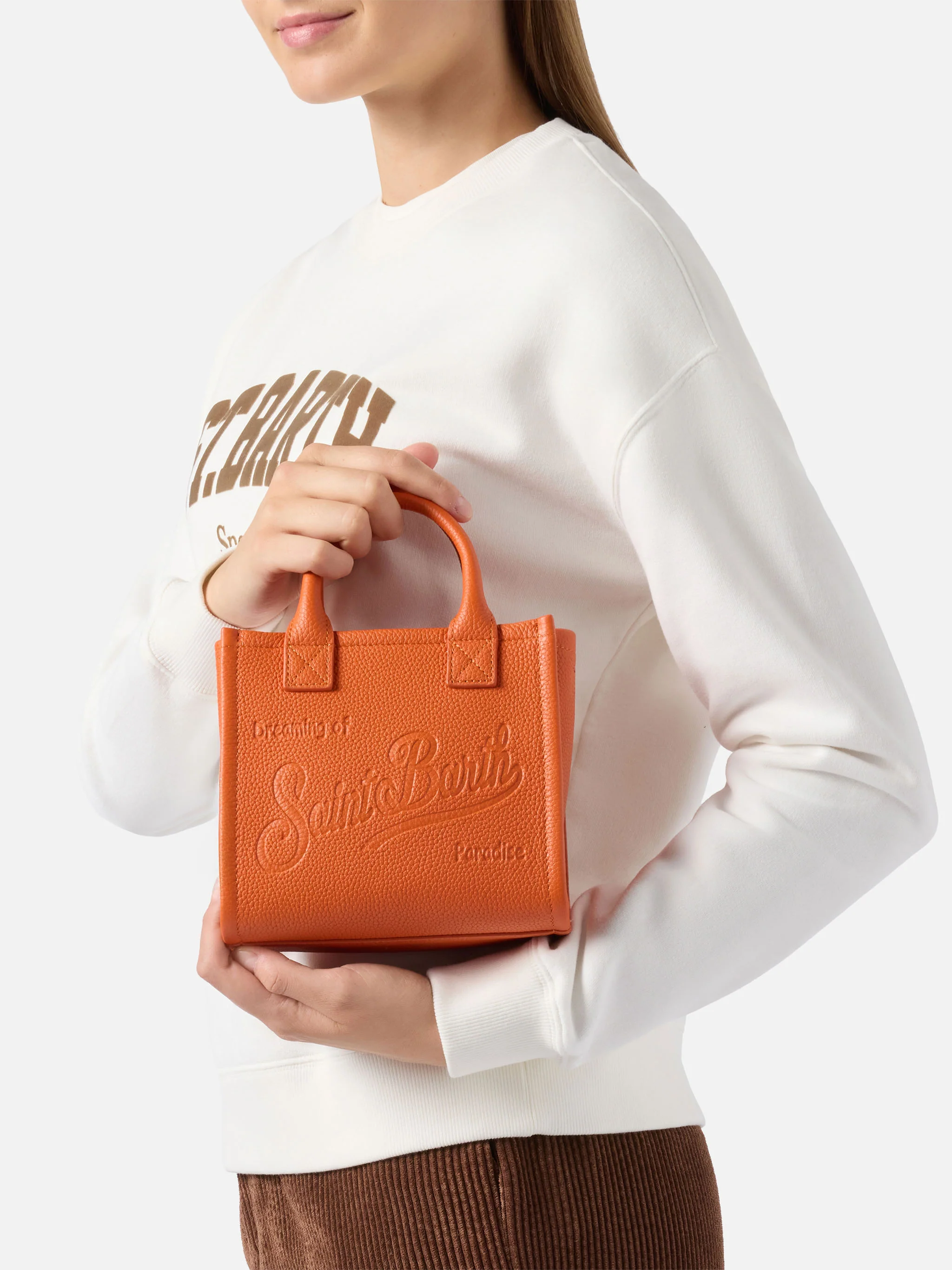 Vanity Bag Mini Shoulder Bag in orange hammered leather - Image 2