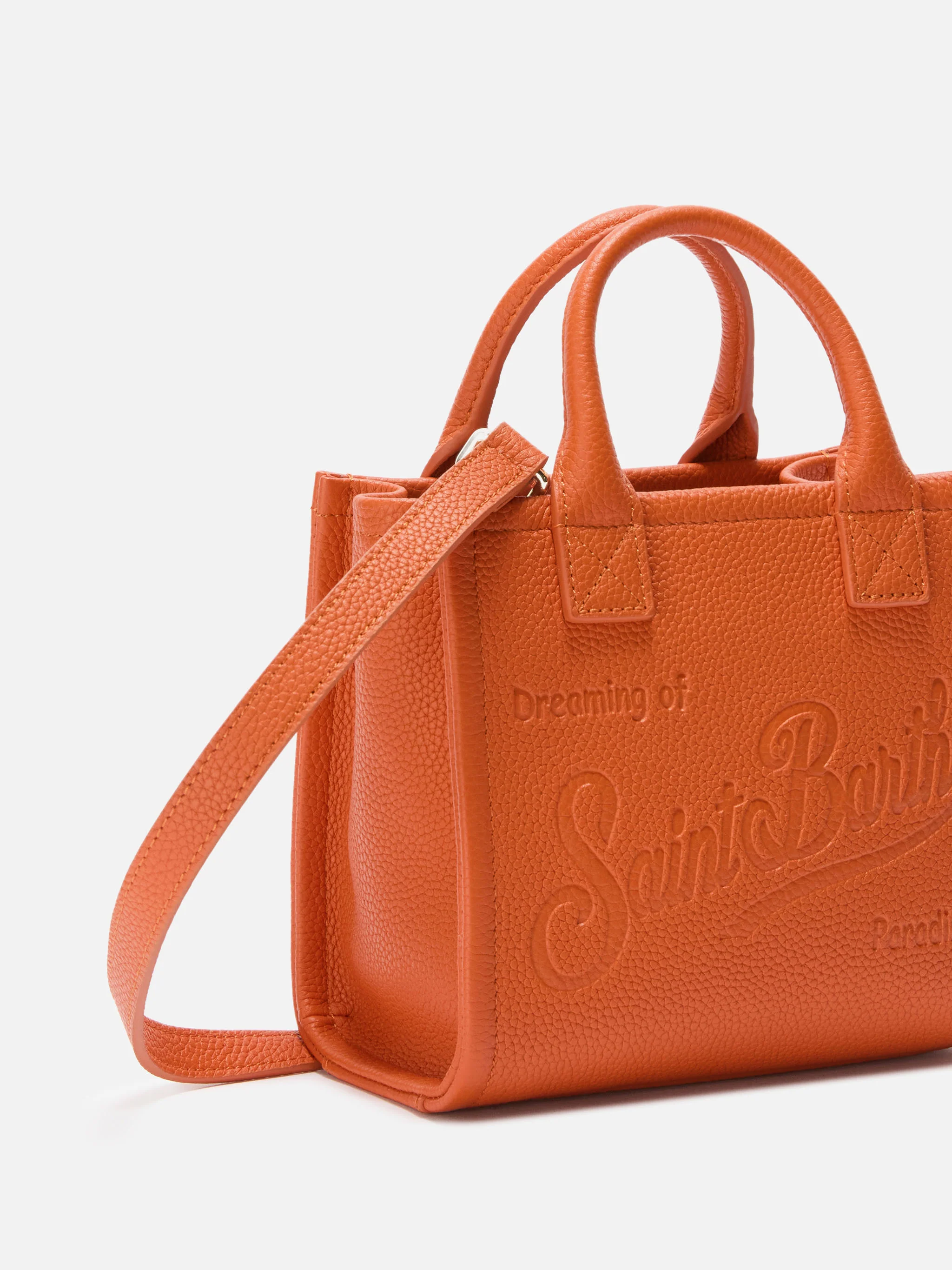 Vanity Bag Mini Shoulder Bag in orange hammered leather - Image 3