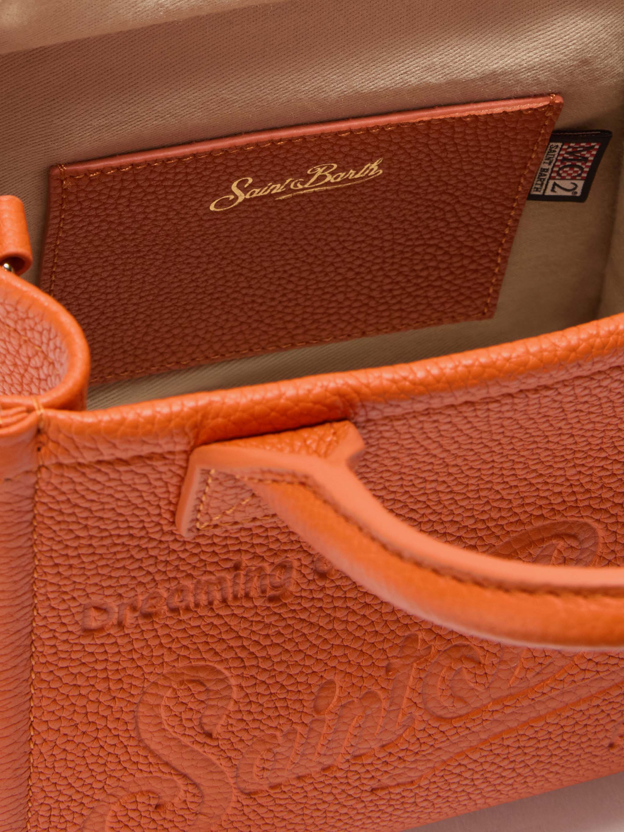 Vanity Bag Mini Shoulder Bag in orange hammered leather - Image 5