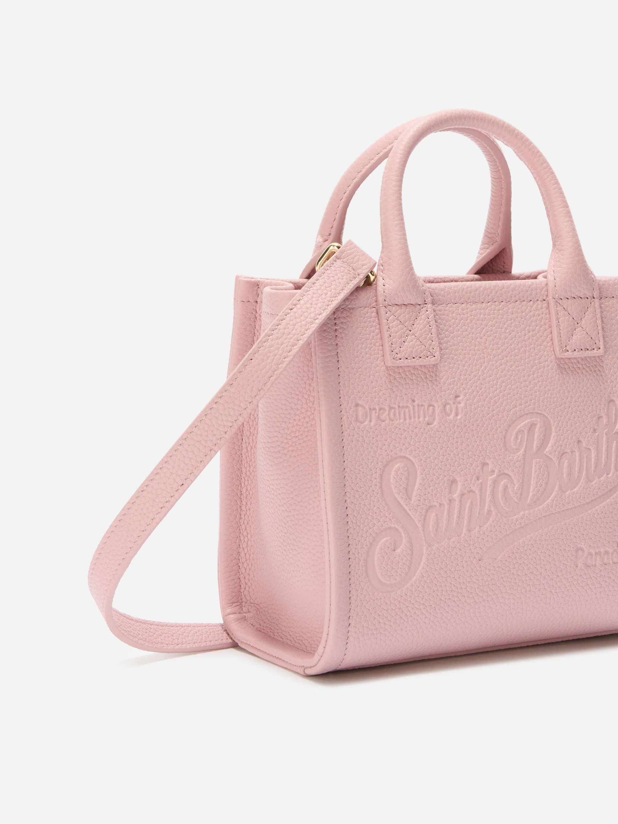 Vanity Bag Mini Shoulder Bag in pink hammered leather - Image 3