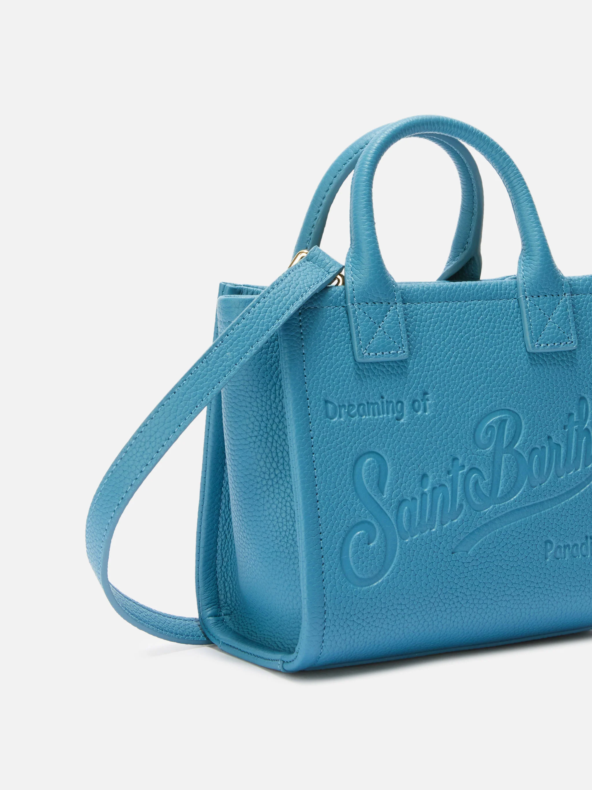 Vanity Bag Mini Shoulder Bag in teal hammered leather - Image 3