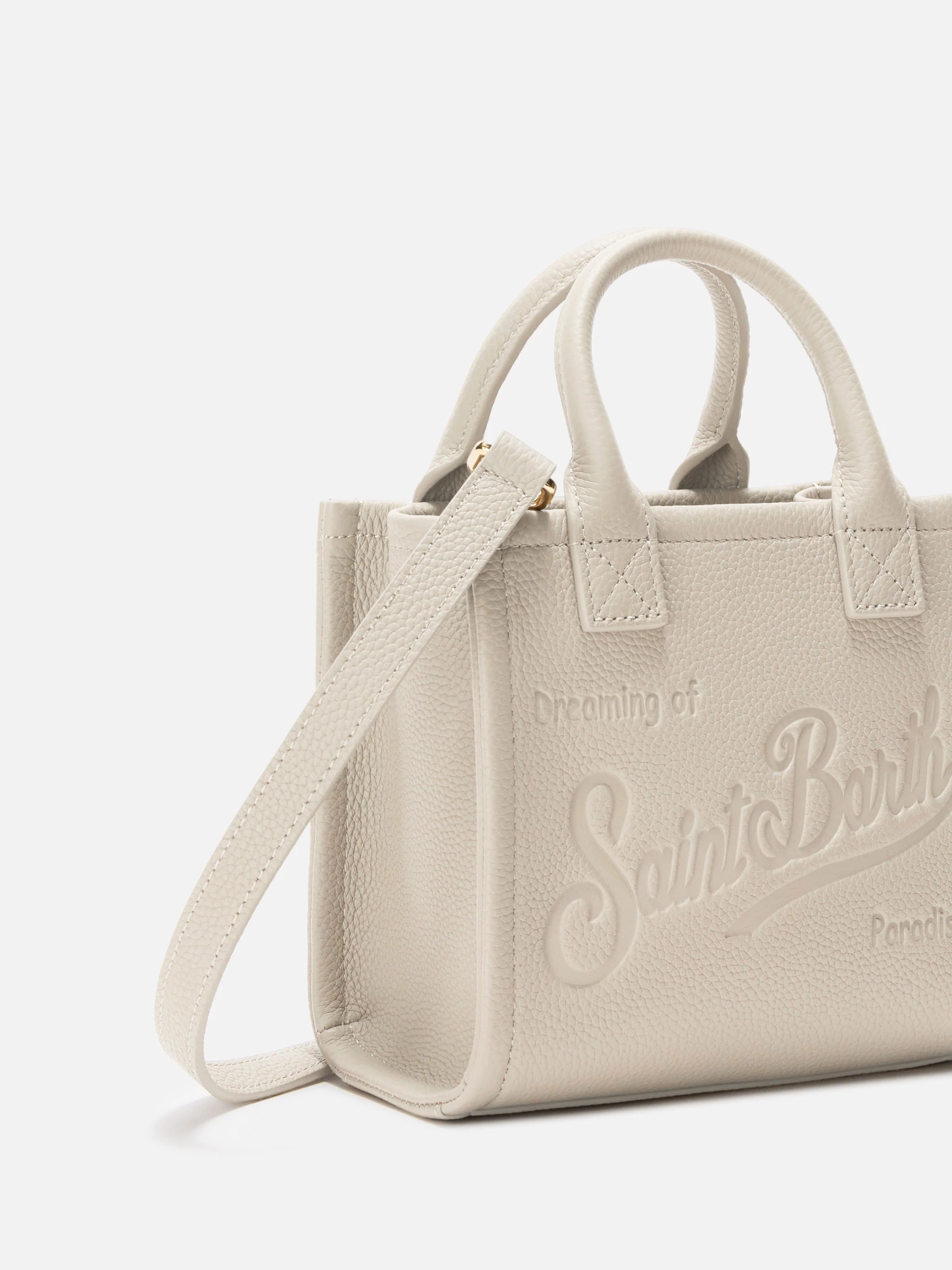 Vanity Bag Mini Shoulder Bag in white hammered leather - Image 2