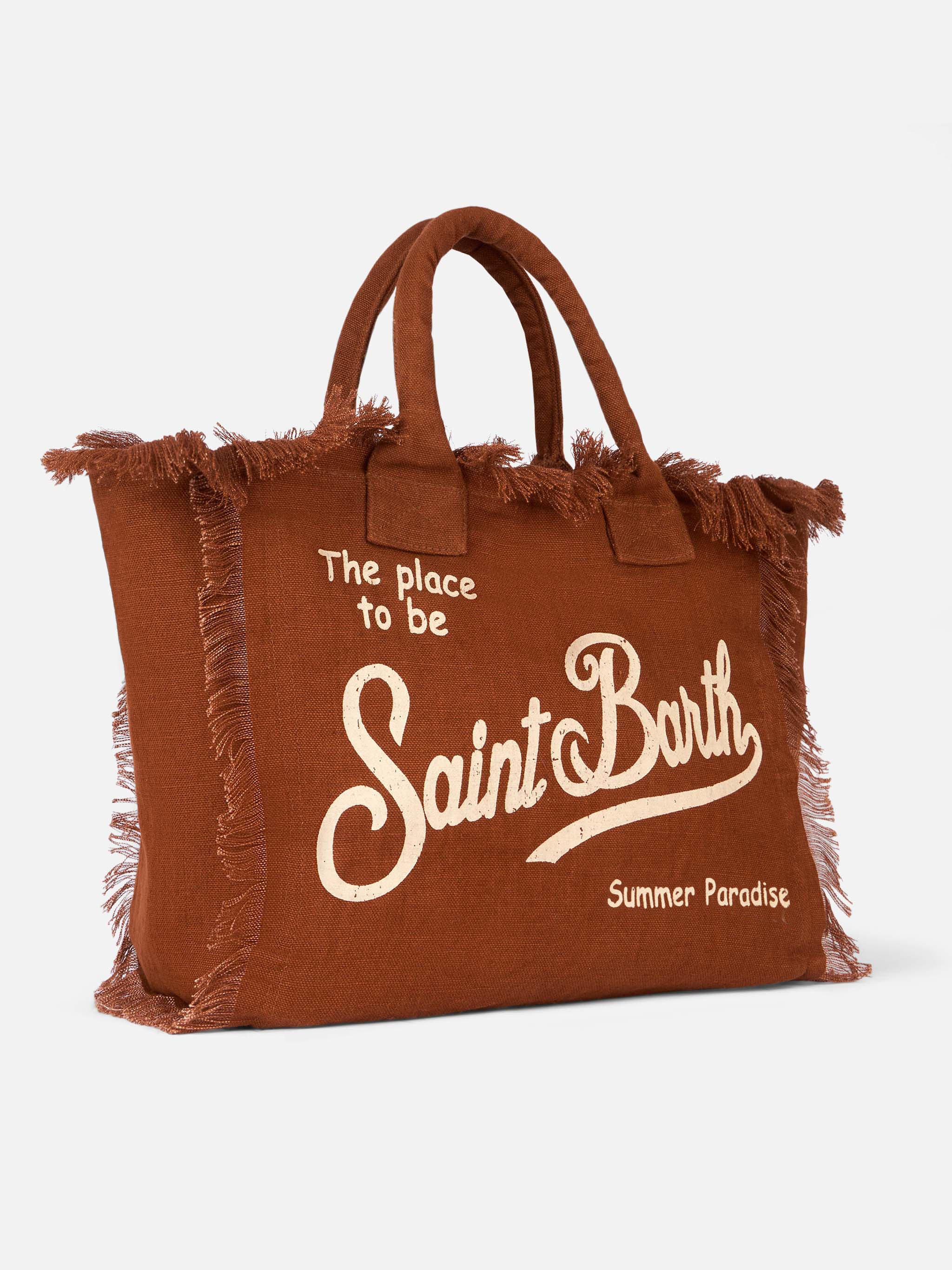 Vanity brown 100% LINEN shoulder bag - Image 3