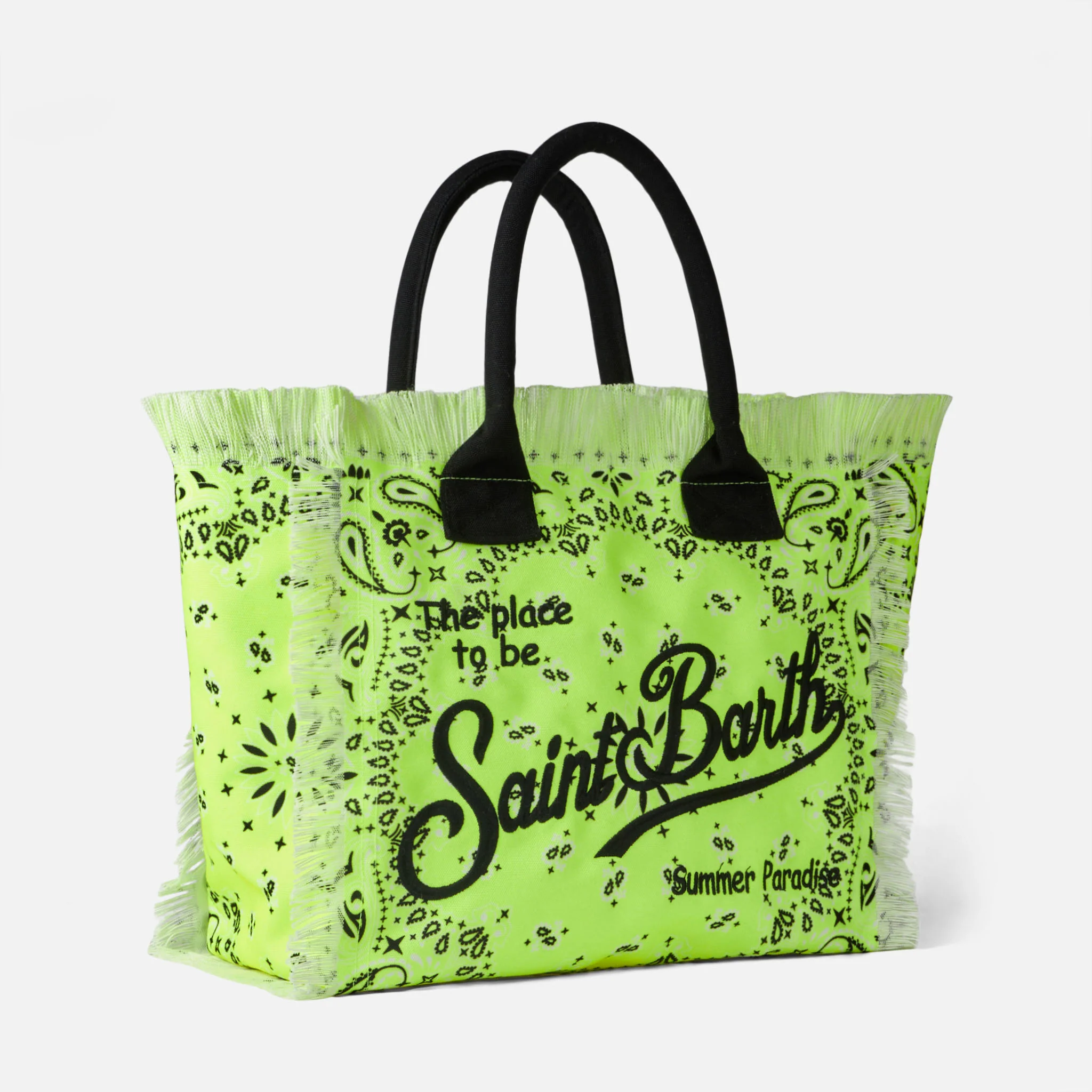 Vanity fluo yellow shoulder bag with bandanna print - Image 4
