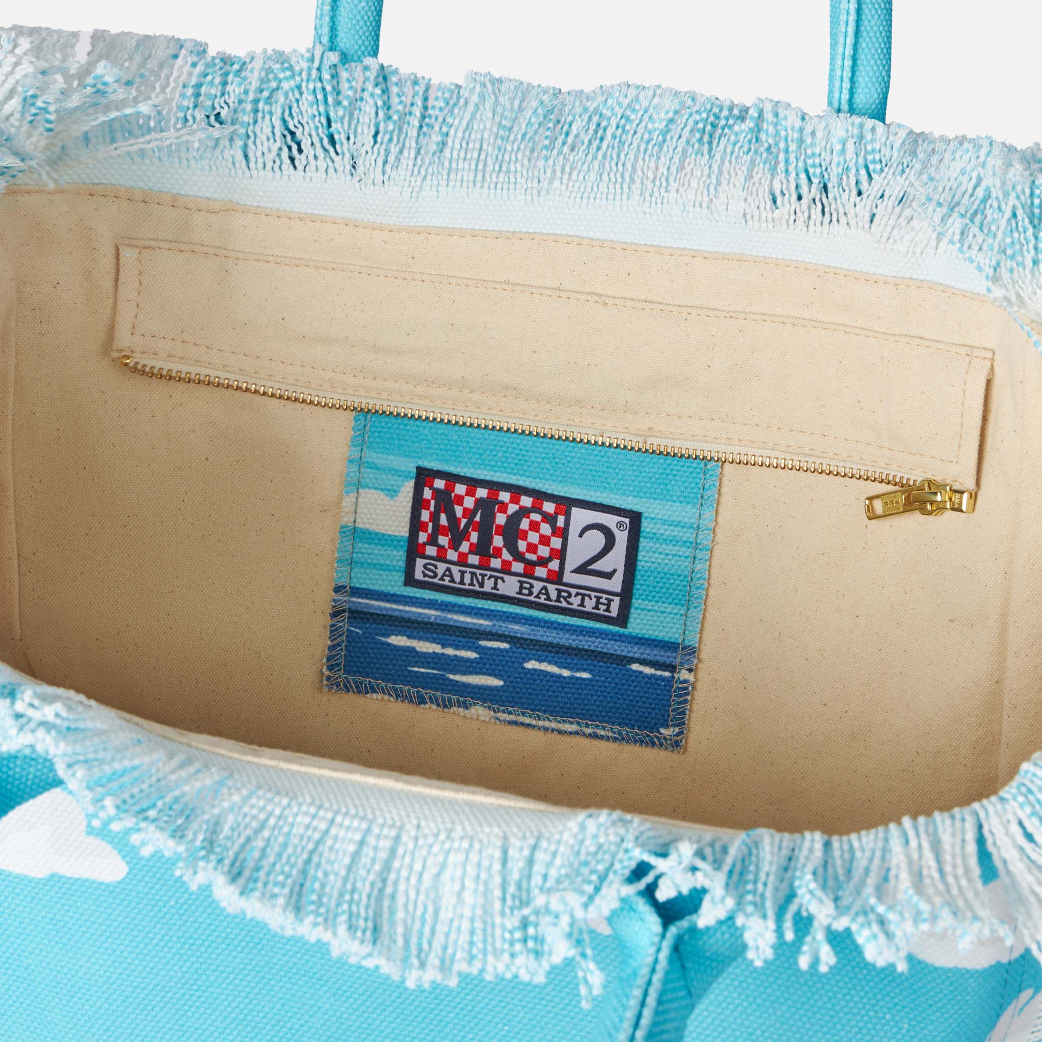 Vanity canvas shoulder bag with Porto Cervo print - Image 4