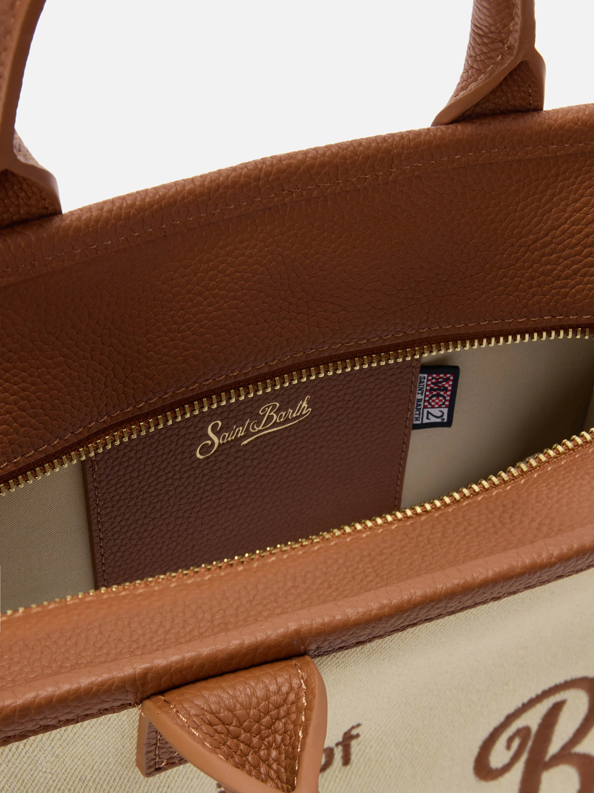 Vanity medium canvas and pebbled leather bag - Image 4