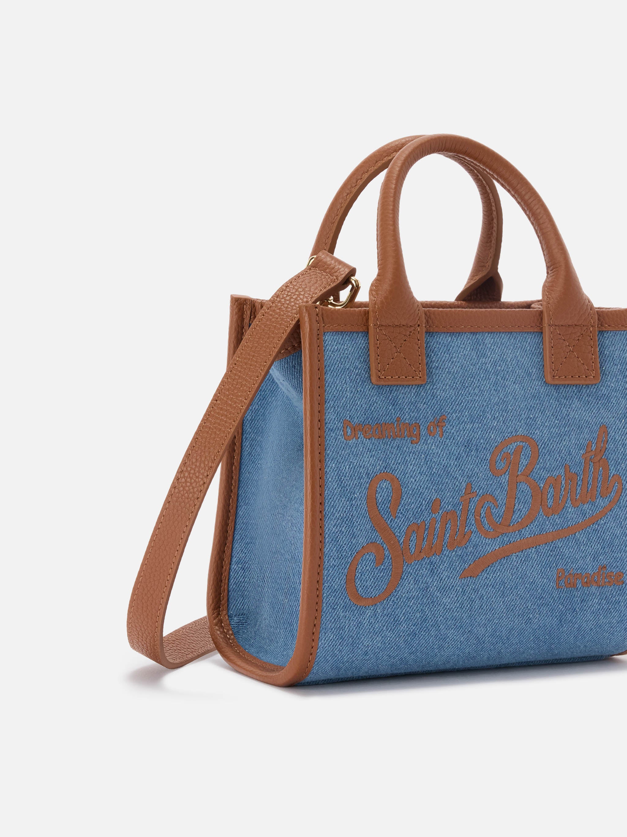 Vanity mini denim and pebbled leather bag - Image 3