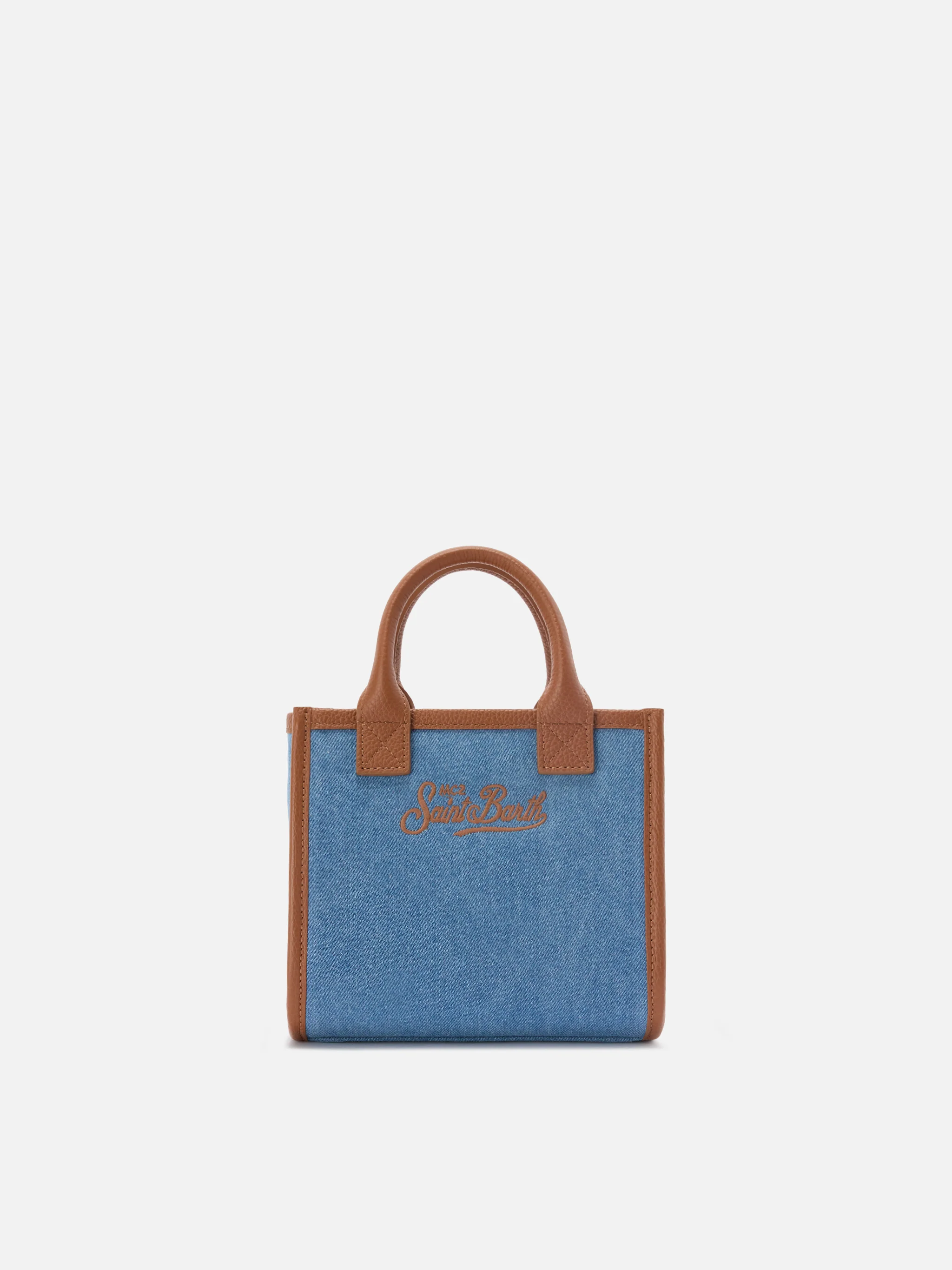 Vanity mini denim and pebbled leather bag - Image 4