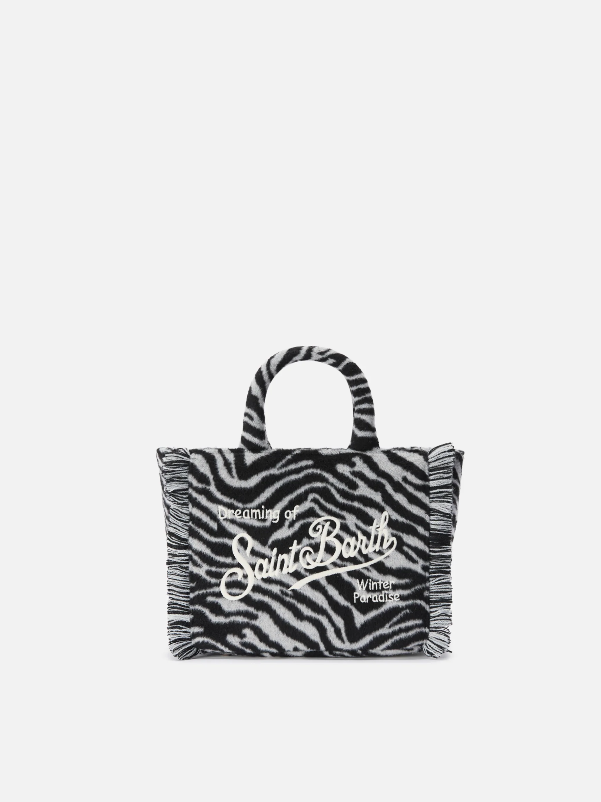 Vanity Mini Felt zebra print bag