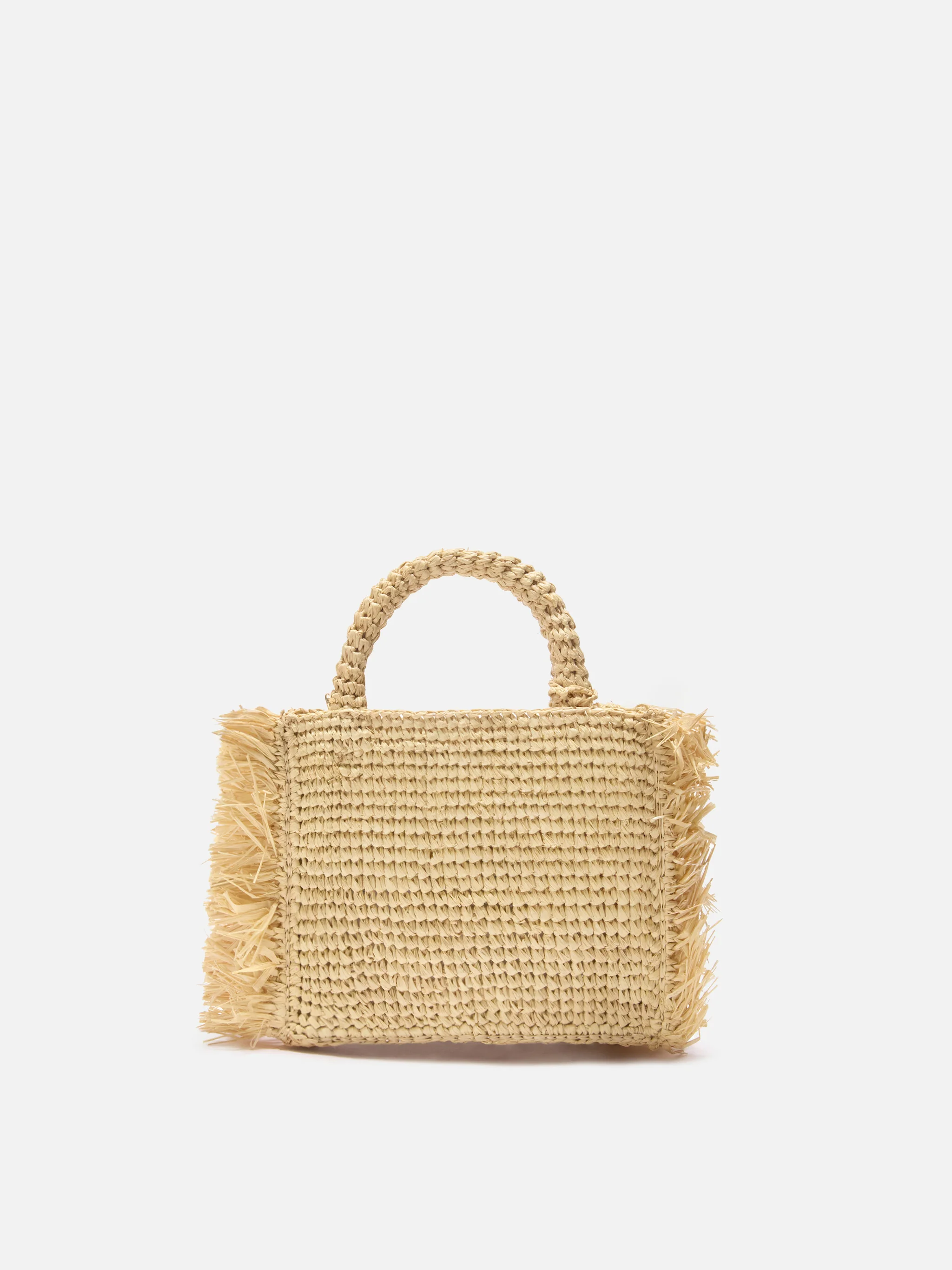 Vanity mini raffia bag with side fringes - Image 4