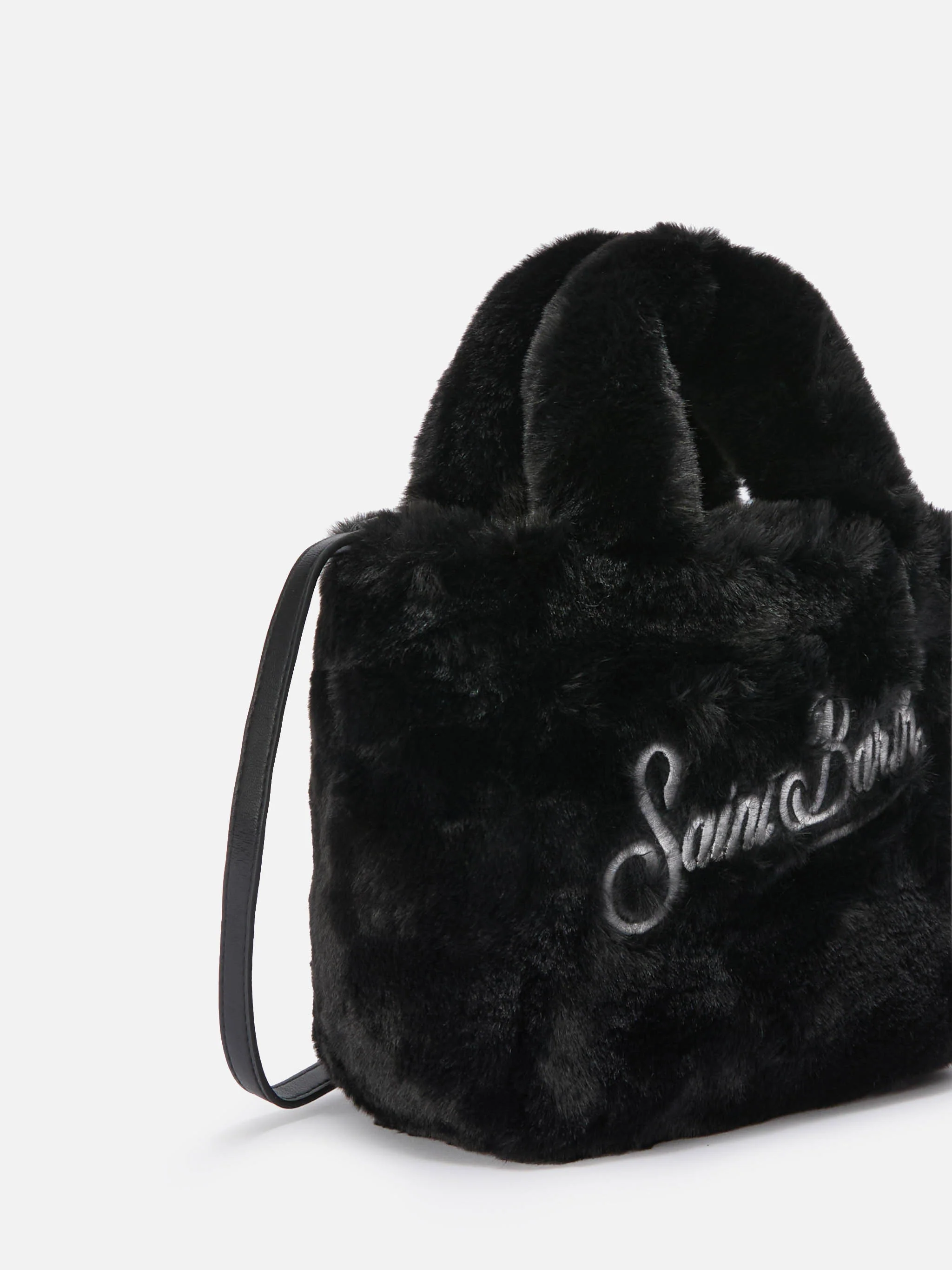 Vanity Mini Soft Handbag in black faux fur - Image 3