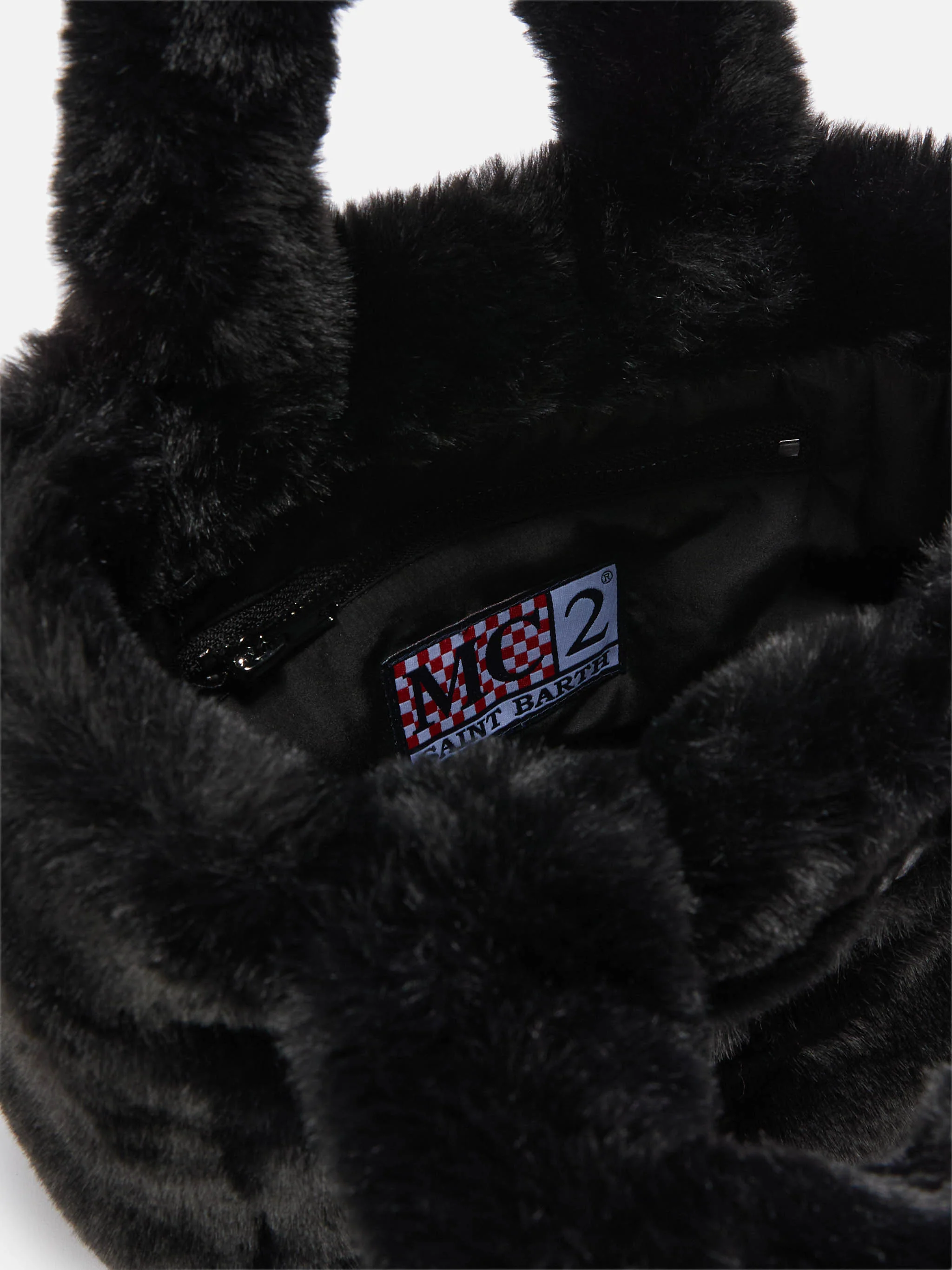 Vanity Mini Soft Handbag in black faux fur - Image 5