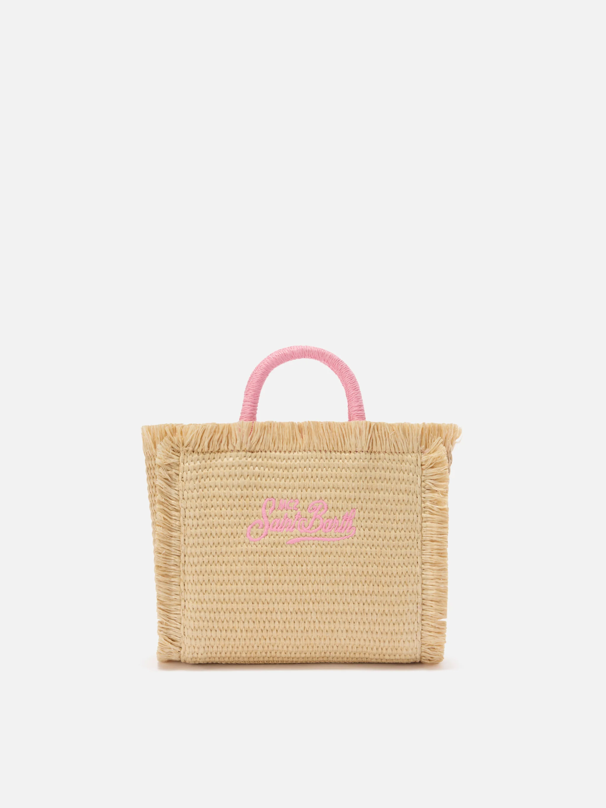 Vanity mini straw effect bag with embroidered logo - Image 3