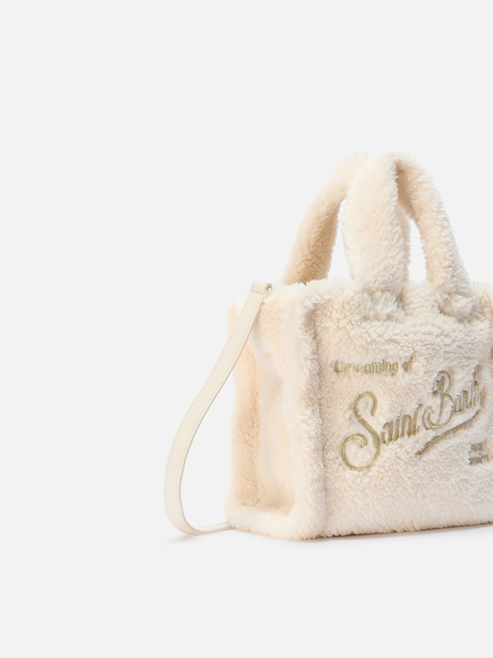 Vanity Mini Teddy Handbag in white sherpa - Image 3