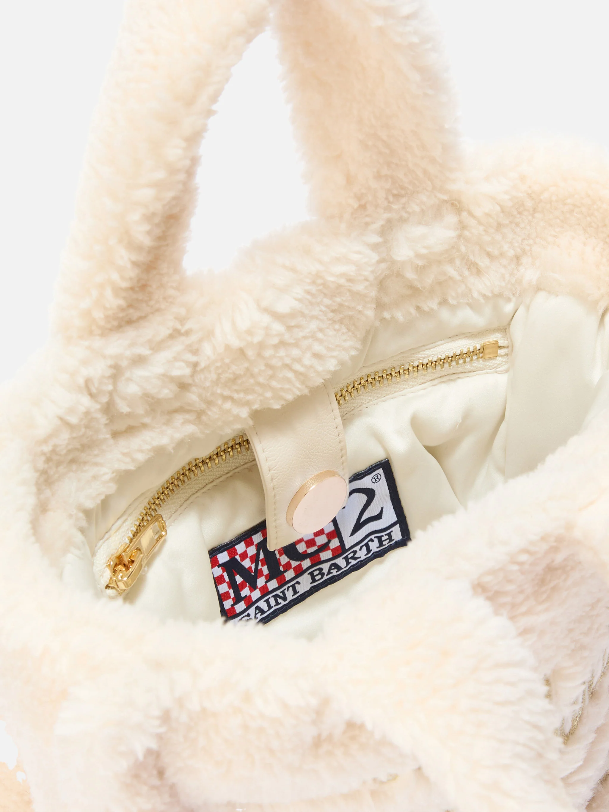 Vanity Mini Teddy Handbag in white sherpa - Image 5