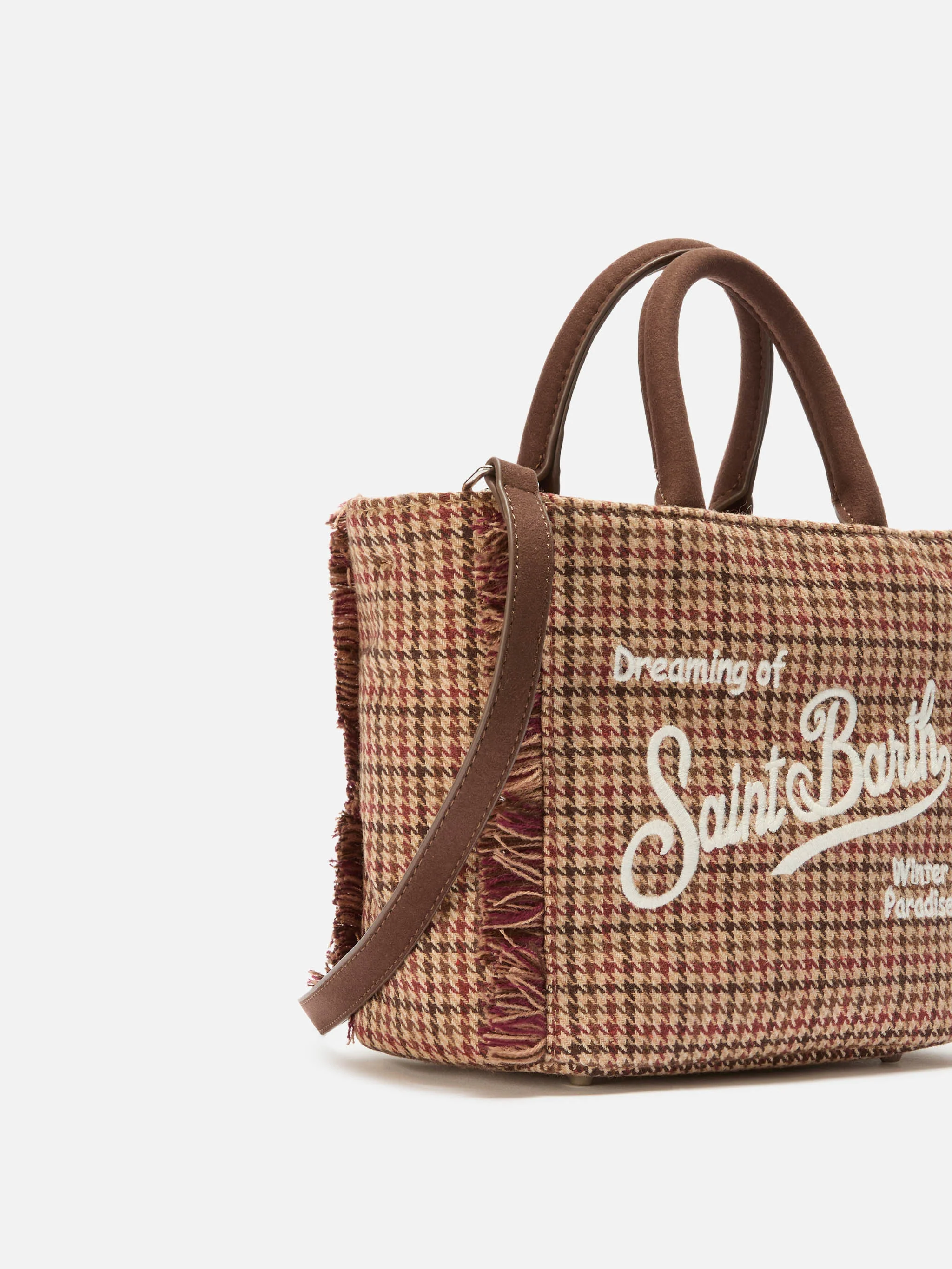 Vanity Mini Wool burgundy pied de poule bag - Image 3