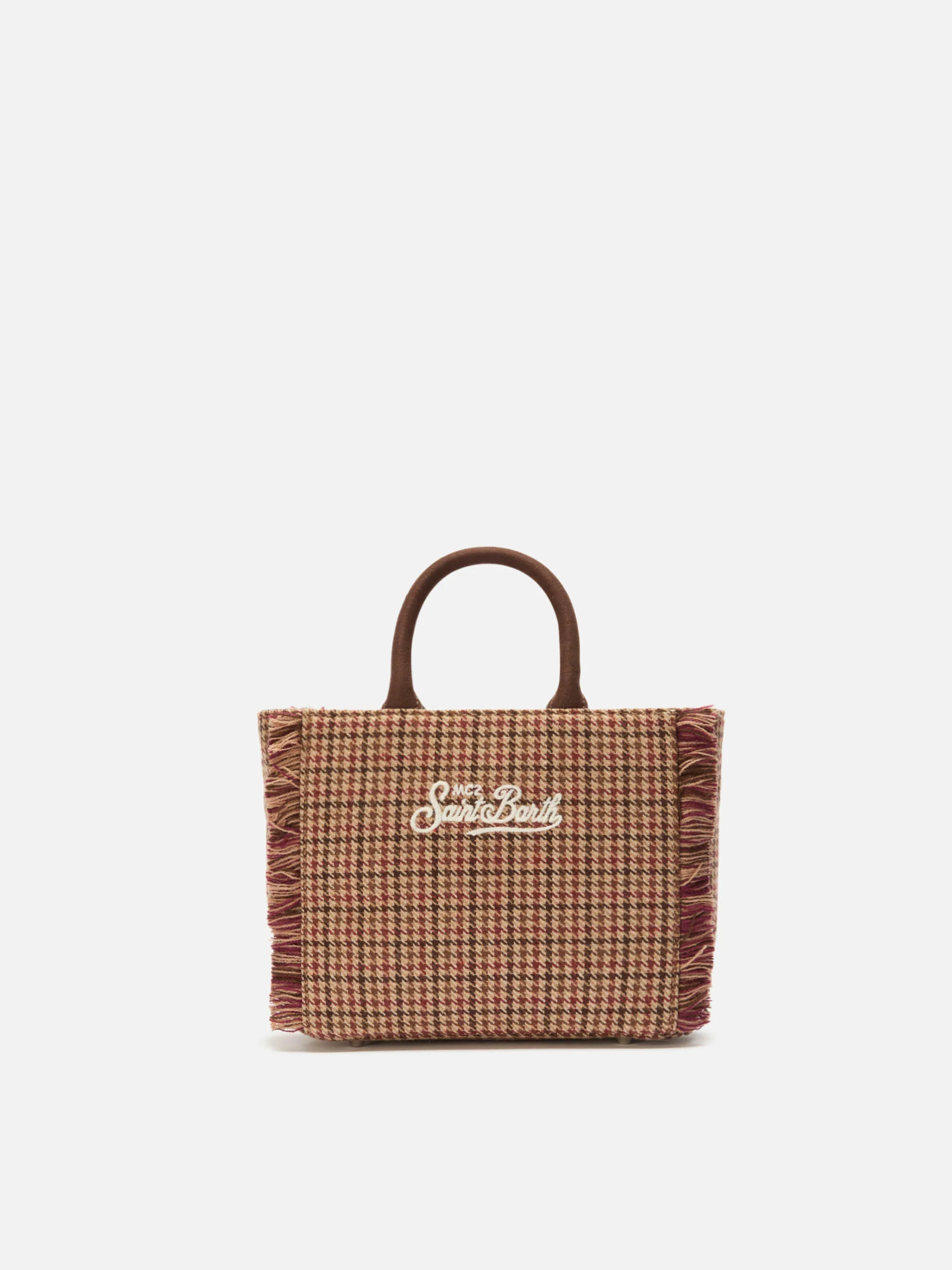 Vanity Mini Wool burgundy pied de poule bag - Image 4