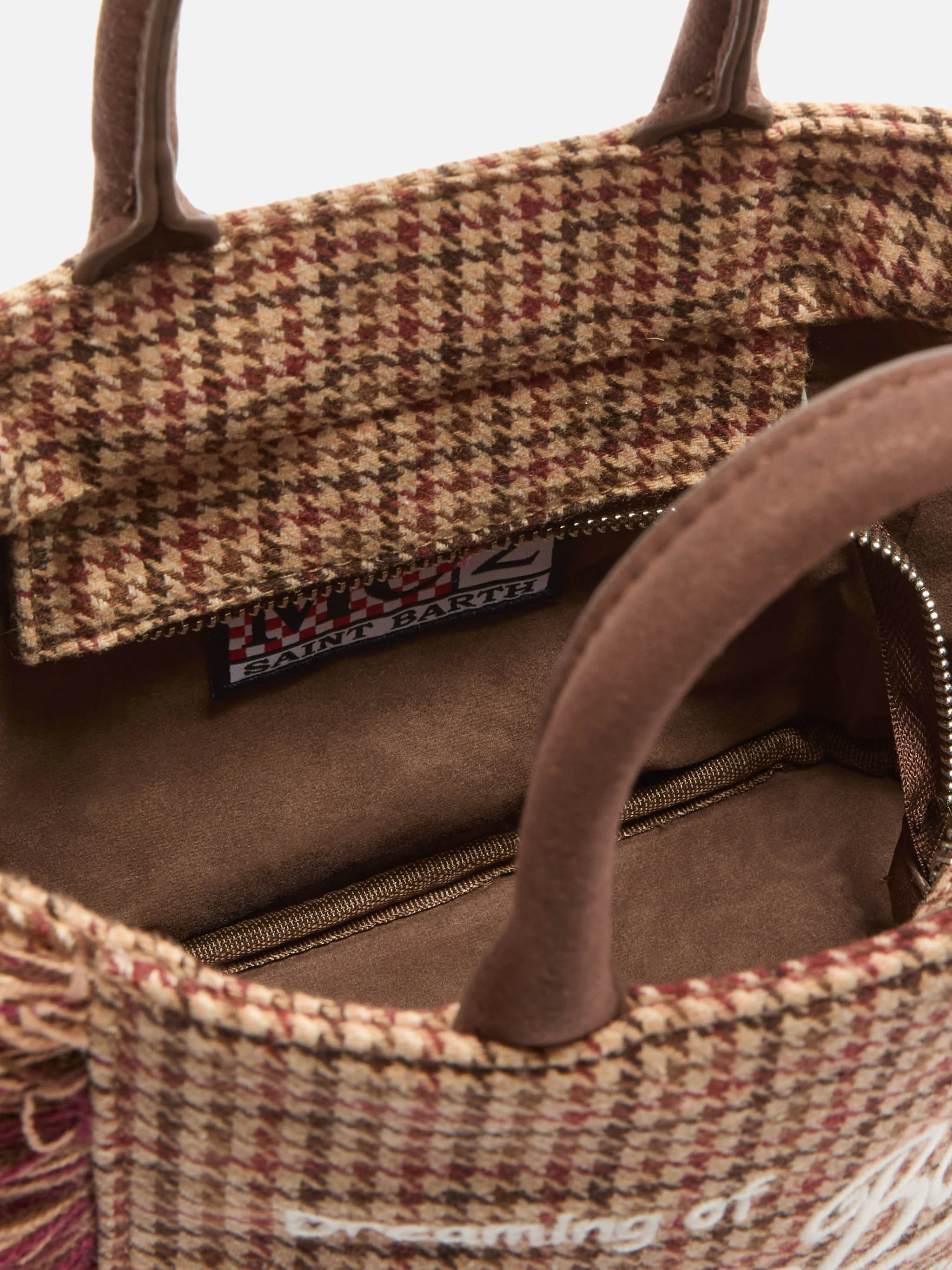 Vanity Mini Wool burgundy pied de poule bag - Image 5