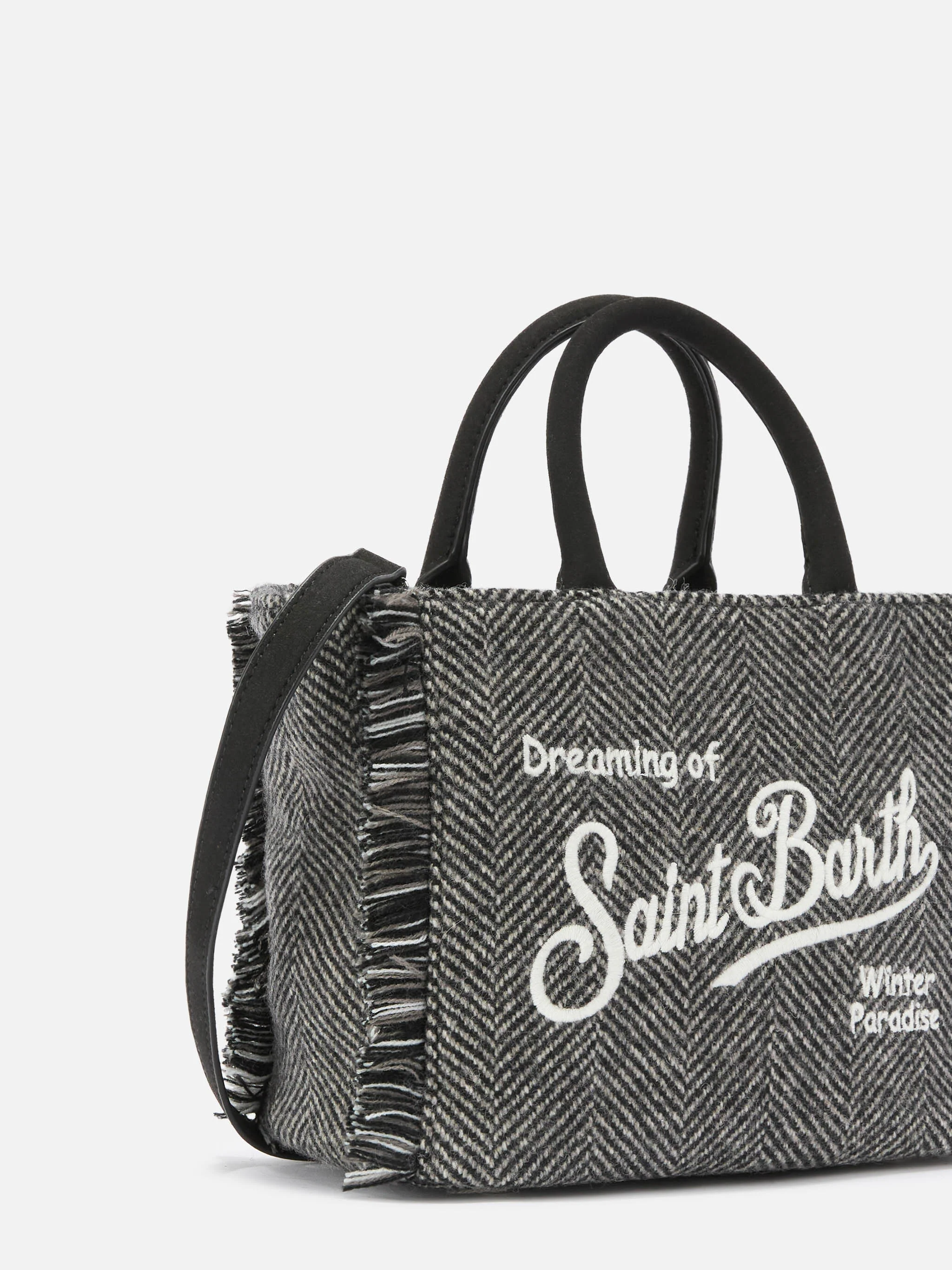 Vanity Mini Wool black and grey herringbone bag - Image 3